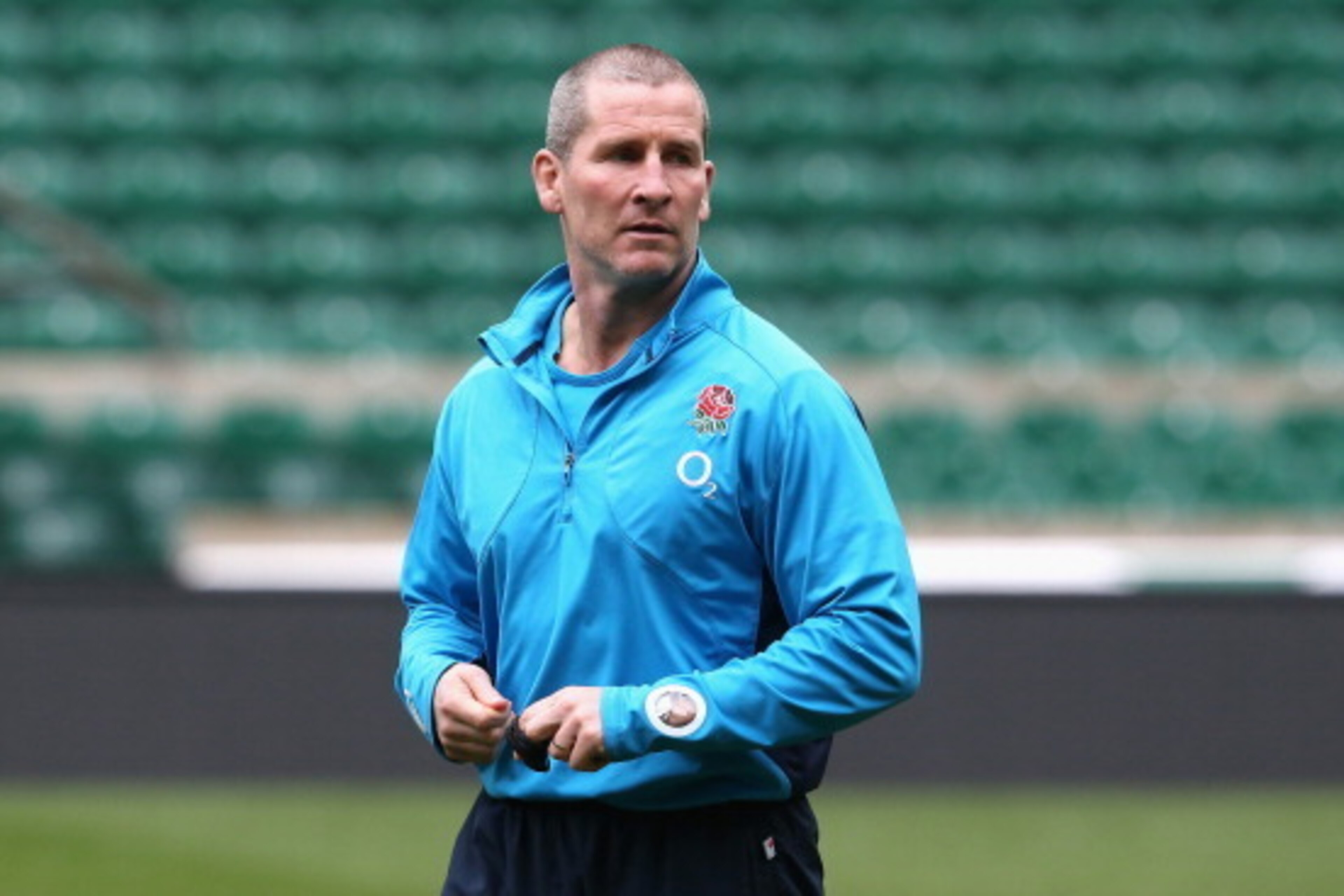 TWICKENHAM, ENGLAND - MARCH 11:  Stuart Lancaster, the England head coach looks on during the England training session held at Twickenham Stadium on March 11, 2014 in Twickenham, England.  (Photo by David Rogers/Getty Images)