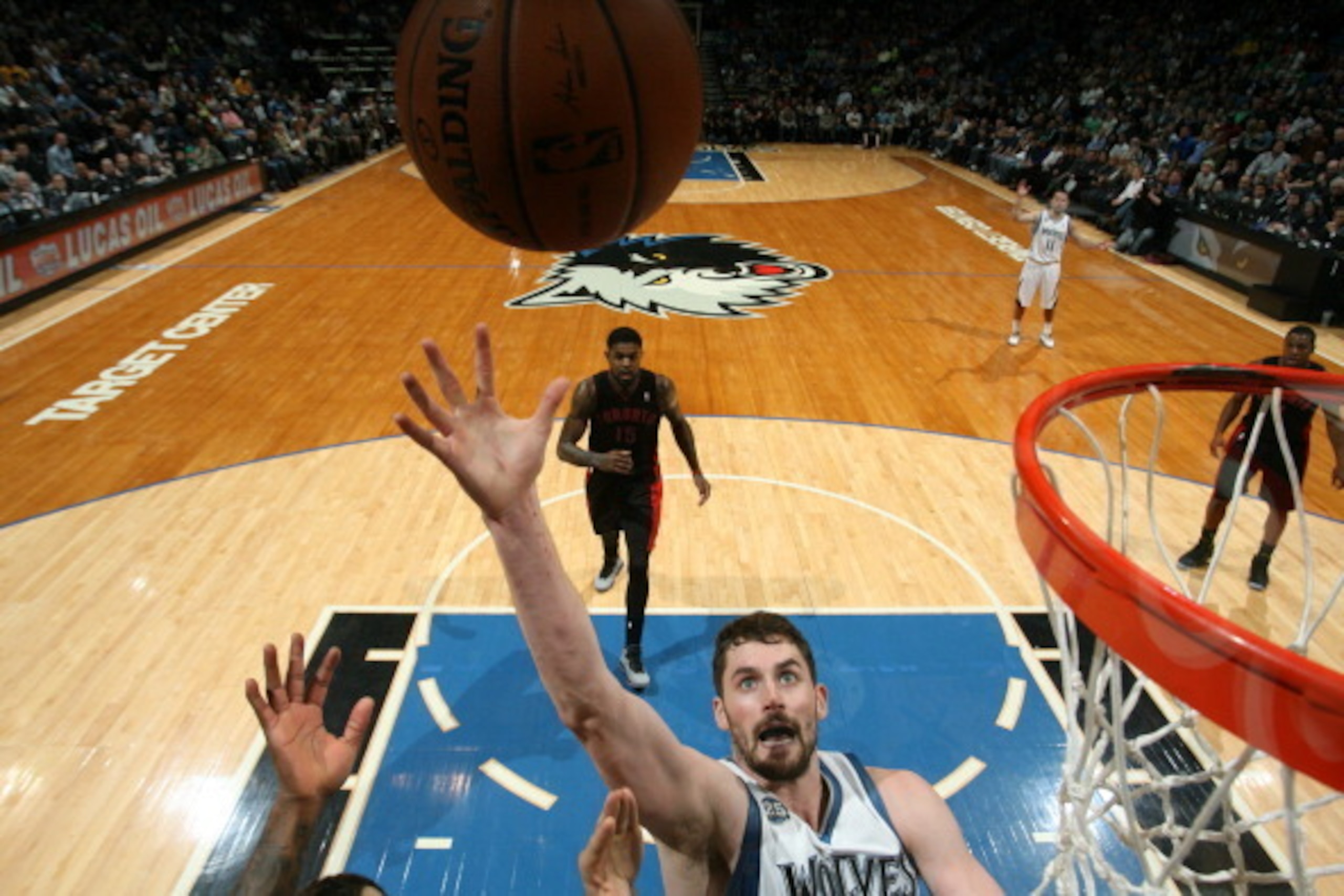 MINNEAPOLIS, MN - MARCH 9: Kevin Love #42 of the Minnesota Timberwolves shoots against the Toronto Raptors on March 9, 2014 at Target Center in Minneapolis, Minnesota. NOTE TO USER: User expressly acknowledges and agrees that, by downloading and or using 