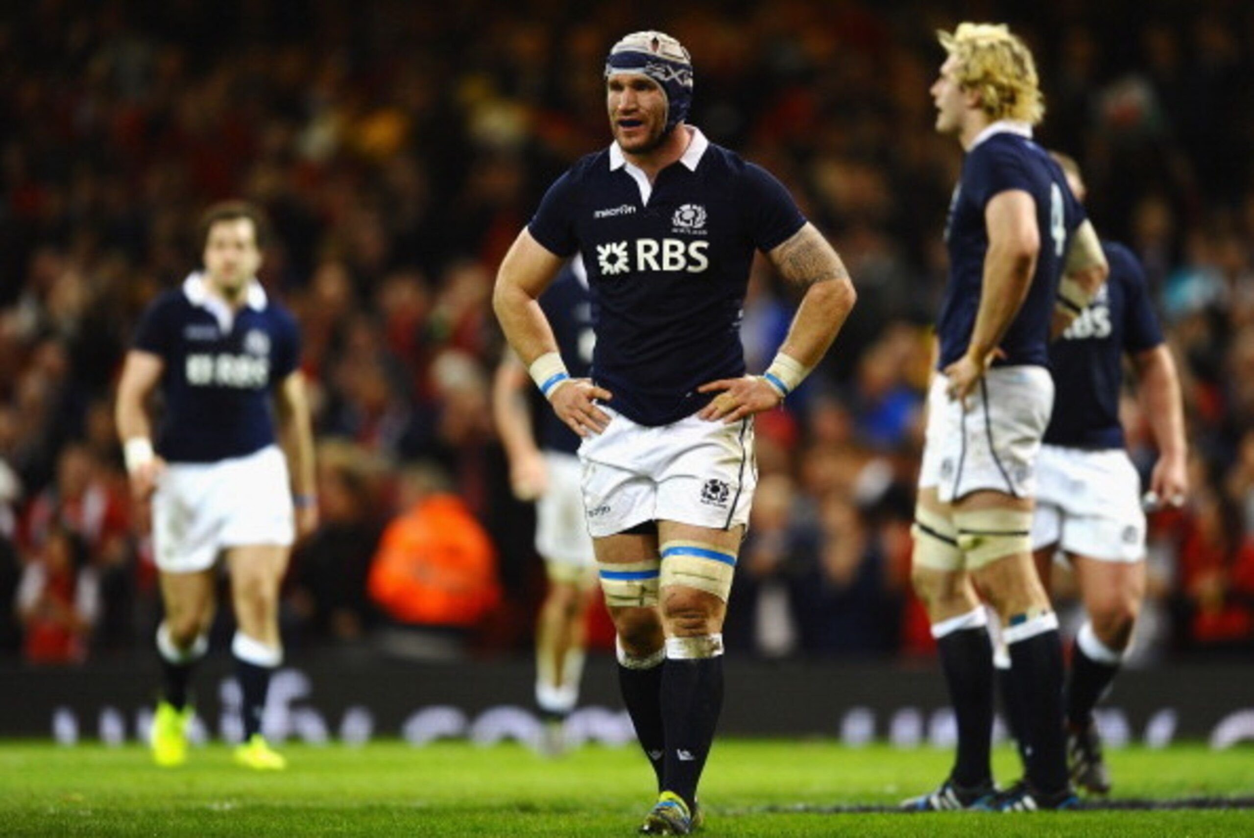 CARDIFF, WALES - MARCH 15: Alasdair Strokosch of Scotland shows his dispair during the RBS Six Nations match between Wales and Scotland at Millennium Stadium on March 15, 2014 in Cardiff, Wales.  (Photo by Laurence Griffiths/Getty Images)