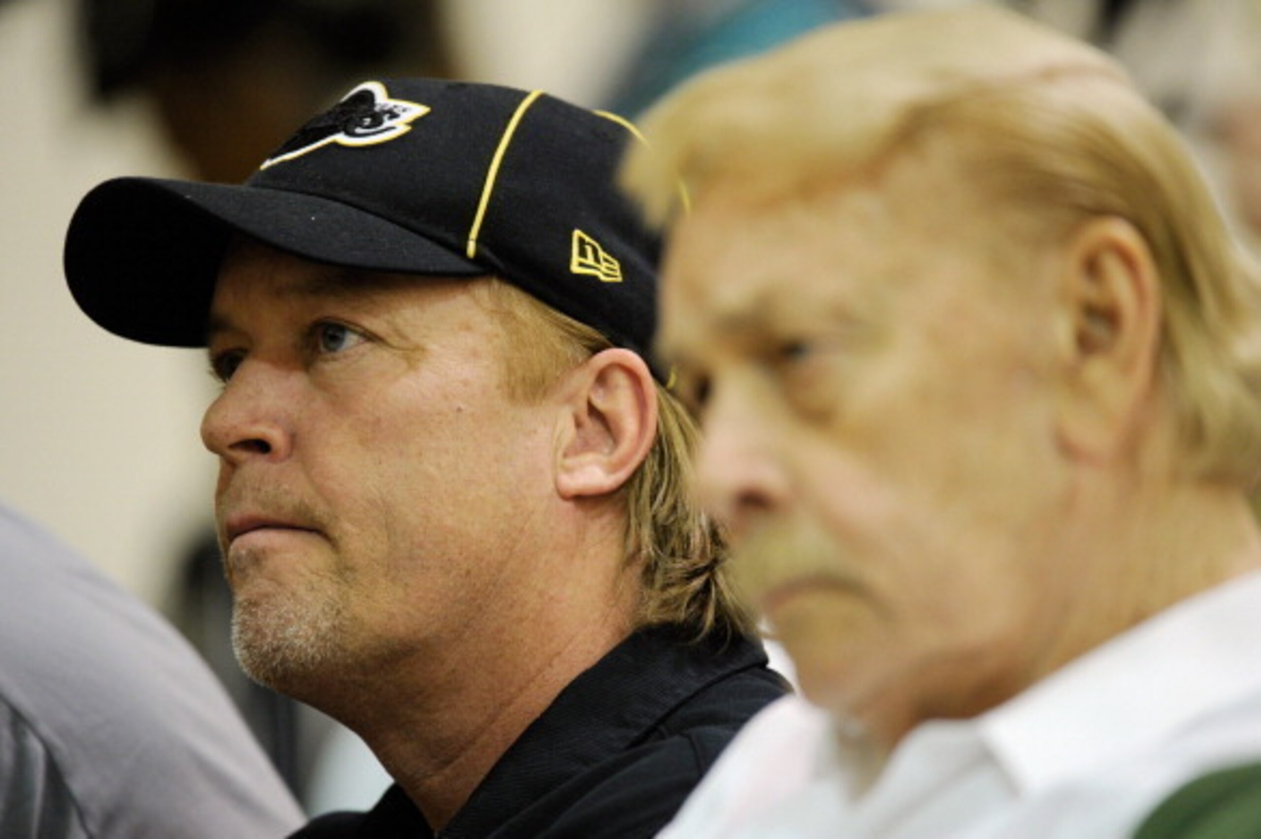 EL SEGUNDO, CA - MAY 31: Jim Buss, executive vice president of basketball operations of the Los Angeles Lakers, listens to Lakers new coach Mike Brown's speach during his introductory news conference at the team's training facility on May 31, 2011 in El EL SEGUNDO, CA - MAY 31: Jim Buss, executive vice president of basketball operations of the Los Angeles Lakers, listens to Lakers new coach Mike Brown's speach during his introductory news conference at the team's training facility on May 31, 2011 in El