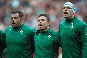 PARIS, FRANCE - MARCH 15:  Brian O'Driscoll of Ireland sings the national anthem during the RBS Six Nations match between France and Ireland at Stade de France on March 15, 2014 in Paris, France.  (Photo by Paul Gilham/Getty Images)