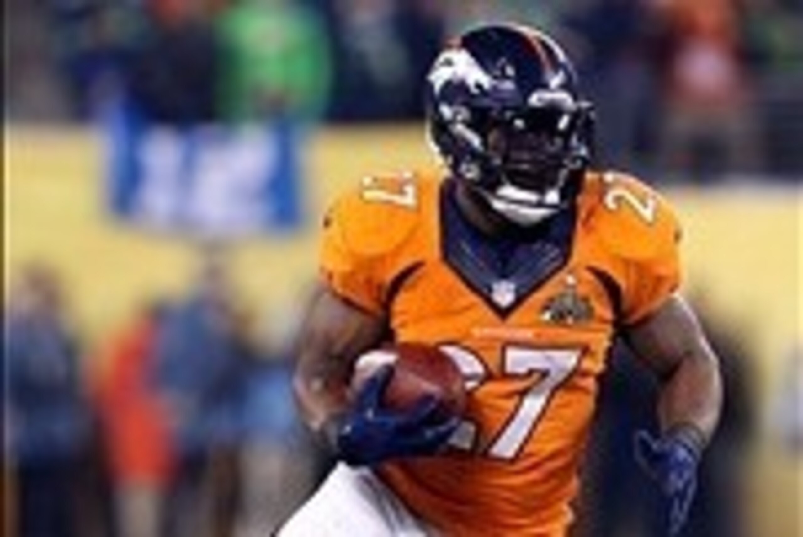 Feb 2, 2014; East Rutherford, NJ, USA; Denver Broncos running back Knowshon Moreno (27) runs against the Seattle Seahawks during the second quarter in Super Bowl XLVIII at MetLife Stadium. Mandatory Credit: Matthew Emmons-USA TODAY Sports Feb 2, 2014; East Rutherford, NJ, USA; Denver Broncos running back Knowshon Moreno (27) runs against the Seattle Seahawks during the second quarter in Super Bowl XLVIII at MetLife Stadium. Mandatory Credit: Matthew Emmons-USA TODAY Sports