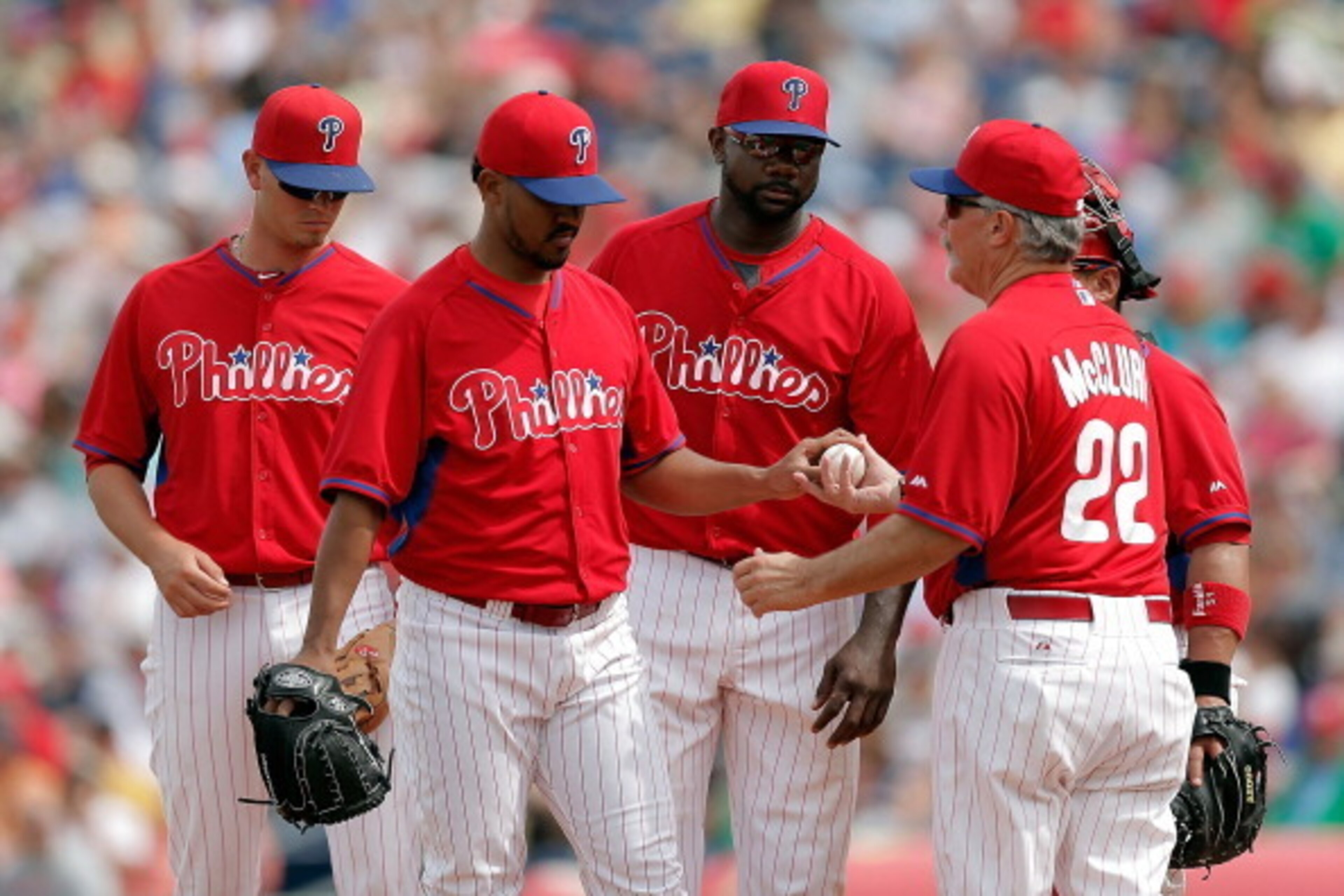 CLEARWATER, FL - MARCH 16:  Antonio Bastardo #59 of the Philadelphia Phillies leaves the mound in the seventh inning of a game against the Pittsburgh Pirates at Bright House Field on March 16, 2014 in Clearwater, Florida.  (Photo by Stacy Revere/Getty Ima