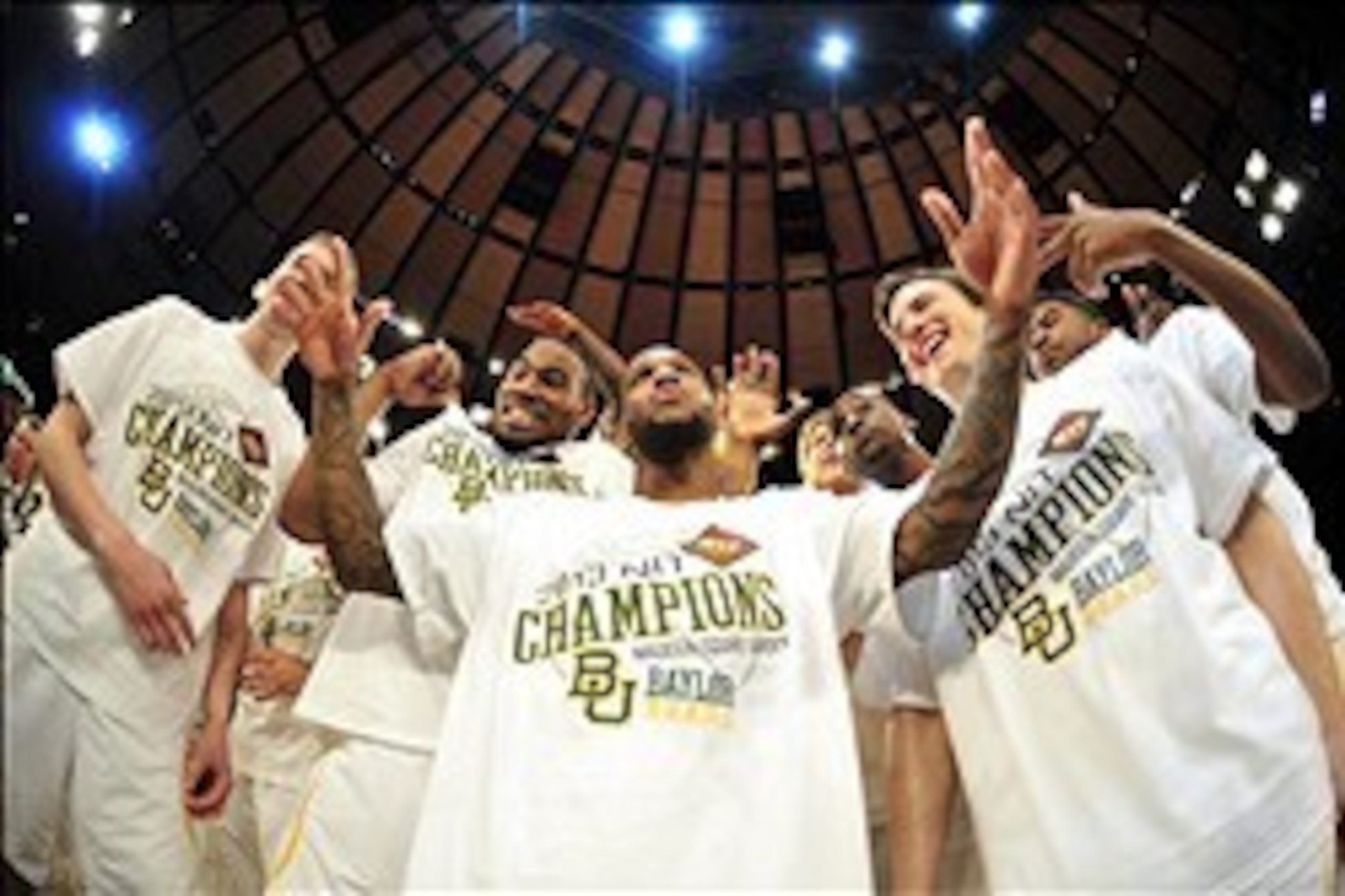 Apr 4, 2013; New York, NY, USA; The Baylor Bears celebrate after the championship game of the 2013 NIT basketball tournament against the Iowa Hawkeyes at Madison Square Garden. Baylor won the game 74-54 Mandatory Credit: Joe Camporeale-USA TODAY Sports Apr 4, 2013; New York, NY, USA; The Baylor Bears celebrate after the championship game of the 2013 NIT basketball tournament against the Iowa Hawkeyes at Madison Square Garden. Baylor won the game 74-54 Mandatory Credit: Joe Camporeale-USA TODAY Sports