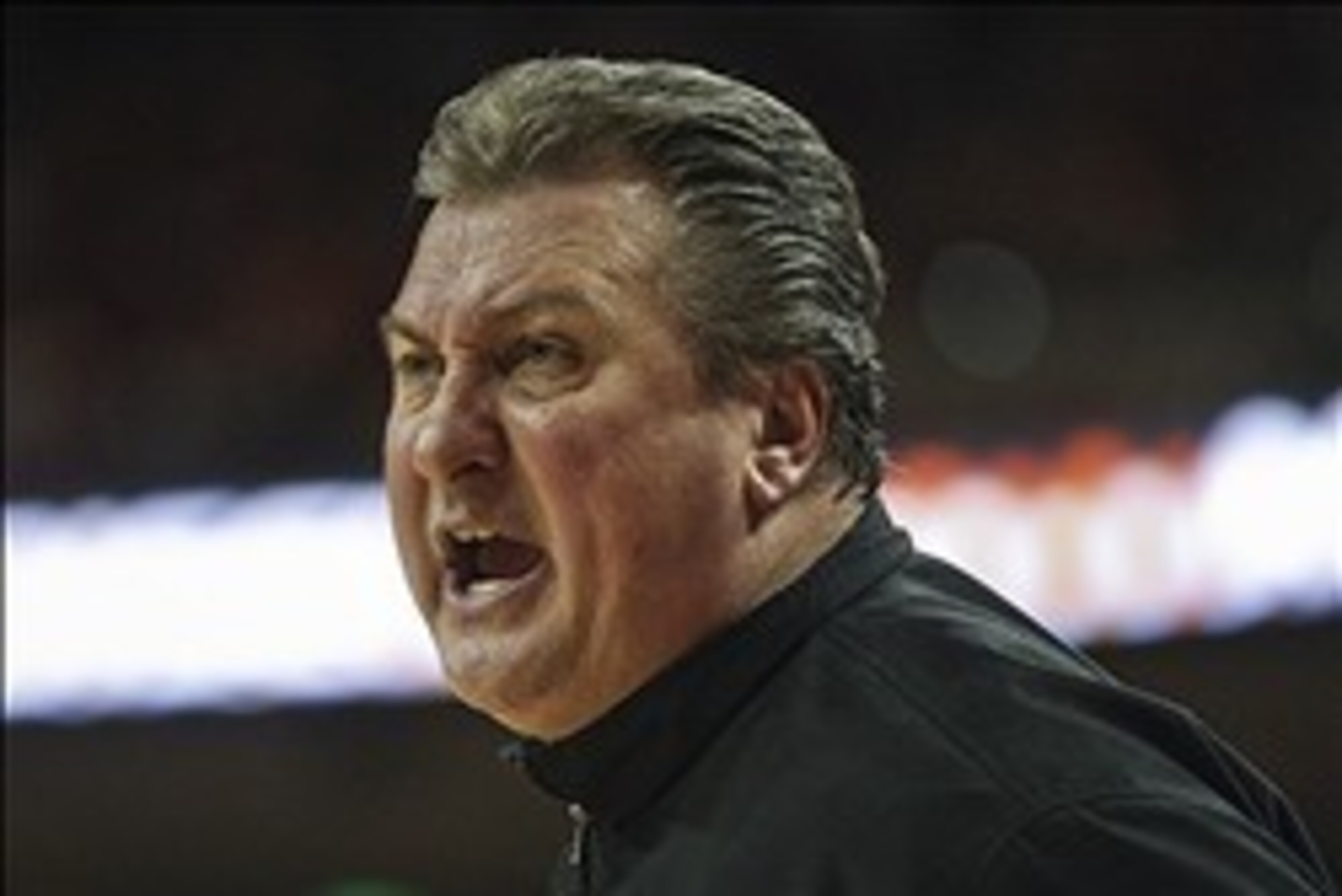 Feb 15, 2014; Austin, TX, USA;  West Virginia Mountaineers head coach Bob Huggins shouts during the second half against the Texas Longhorns at Frank Erwin Special Events Center. The Longhorns defeated the Mountaineers 88-71. Mandatory Credit: Troy Taormin