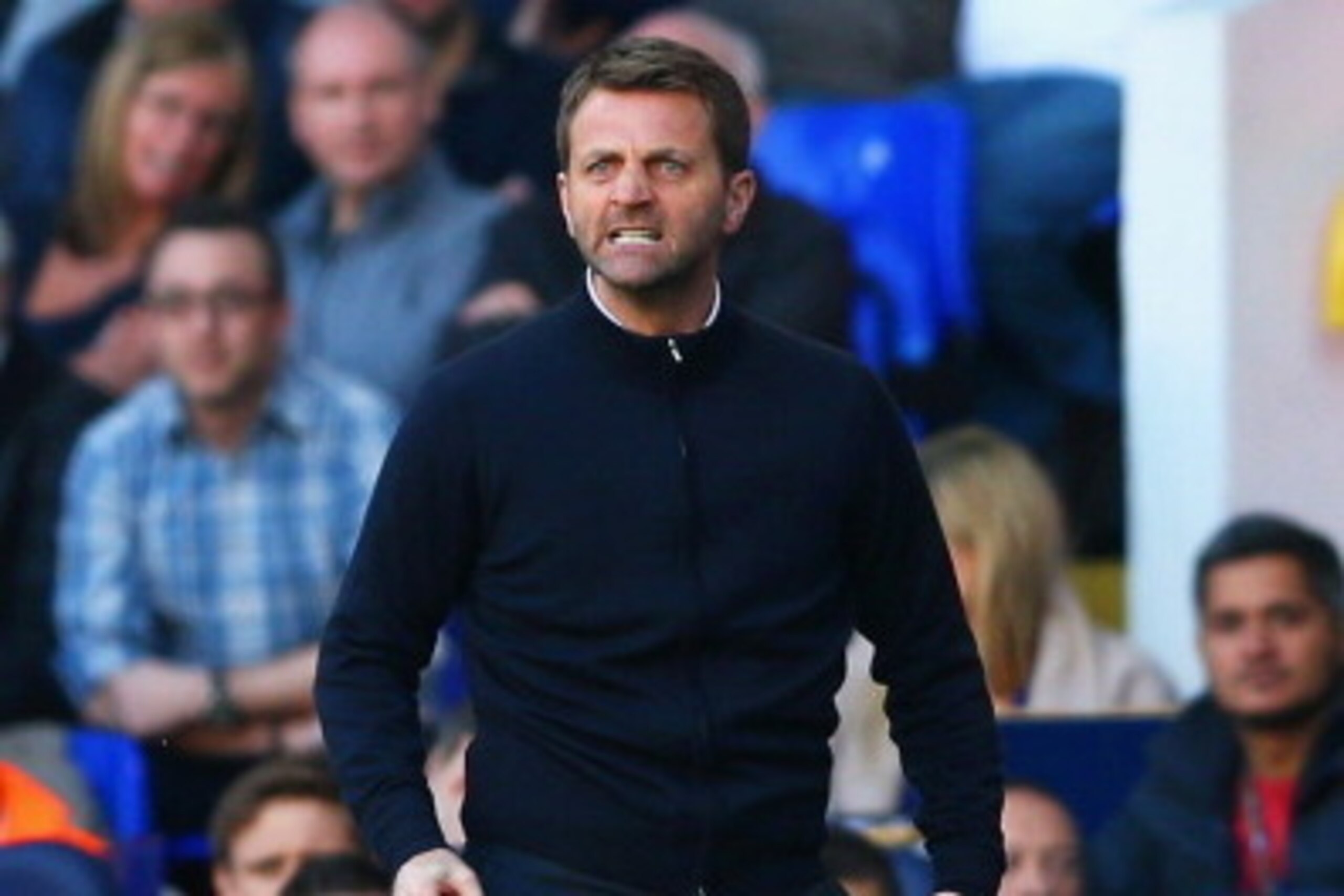LONDON, ENGLAND - MARCH 16:  Tim Sherwood manager of Tottenham Hotspur vents his frustrations on the touchline during the Barclays Premier League match between Tottenham Hotspur and Arsenal at White Hart Lane on March 16, 2014 in London, England.  (Photo 
