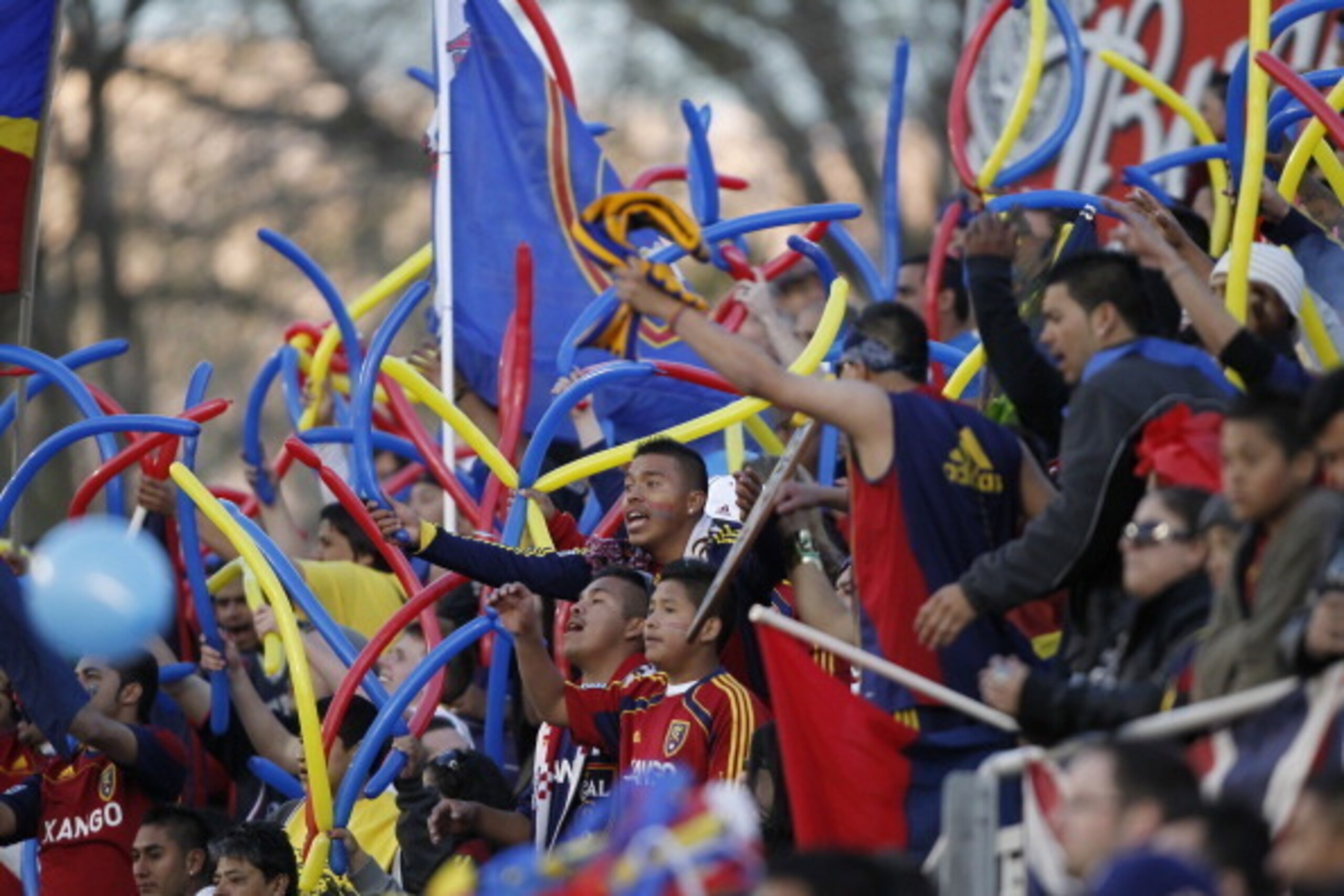 SANDY, UT - APRIL 27: Fans of Real Salt Lake cheer during a game against Monterrey Mexico during the first half of the CONCACAF Championship game April 27, 2011 at Rio Tinto Stadium in Sandy, Utah. Monterrey beat Real Salt Lake 1-0 to win the CONCACAF cha