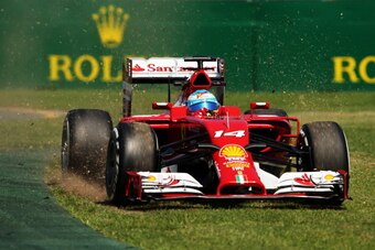 MELBOURNE, AUSTRALIA - MARCH 14:  Fernando Alonso of Spain and Ferrari drives off line during practice for the Australian Formula One Grand Prix at Albert Park on March 14, 2014 in Melbourne, Australia.  (Photo by Robert Cianflone/Getty Images)