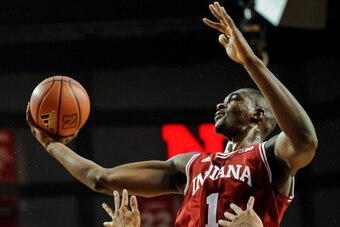 LINCOLN, NE - JANUARY 30: Noah Vonleh #1 of the Indiana Hoosiers drives to the basket over Shavon Shields #31 of the Nebraska Cornhuskers during their game at Pinnacle Bank Arena on January 30, 2014 in Lincoln, Nebraska. (Photo by Eric Francis/Getty Image