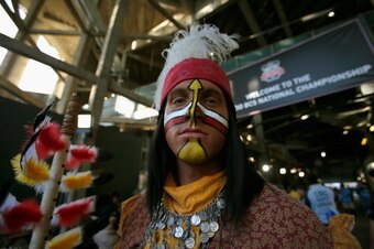 PASADENA, CA - JANUARY 06:  Florida State Seminoles mascot Osceola is seen prior to the 2014 Vizio BCS National Championship Game against the Auburn Tigers at the Rose Bowl on January 6, 2014 in Pasadena, California.  (Photo by Kevin C. Cox/Getty Images)