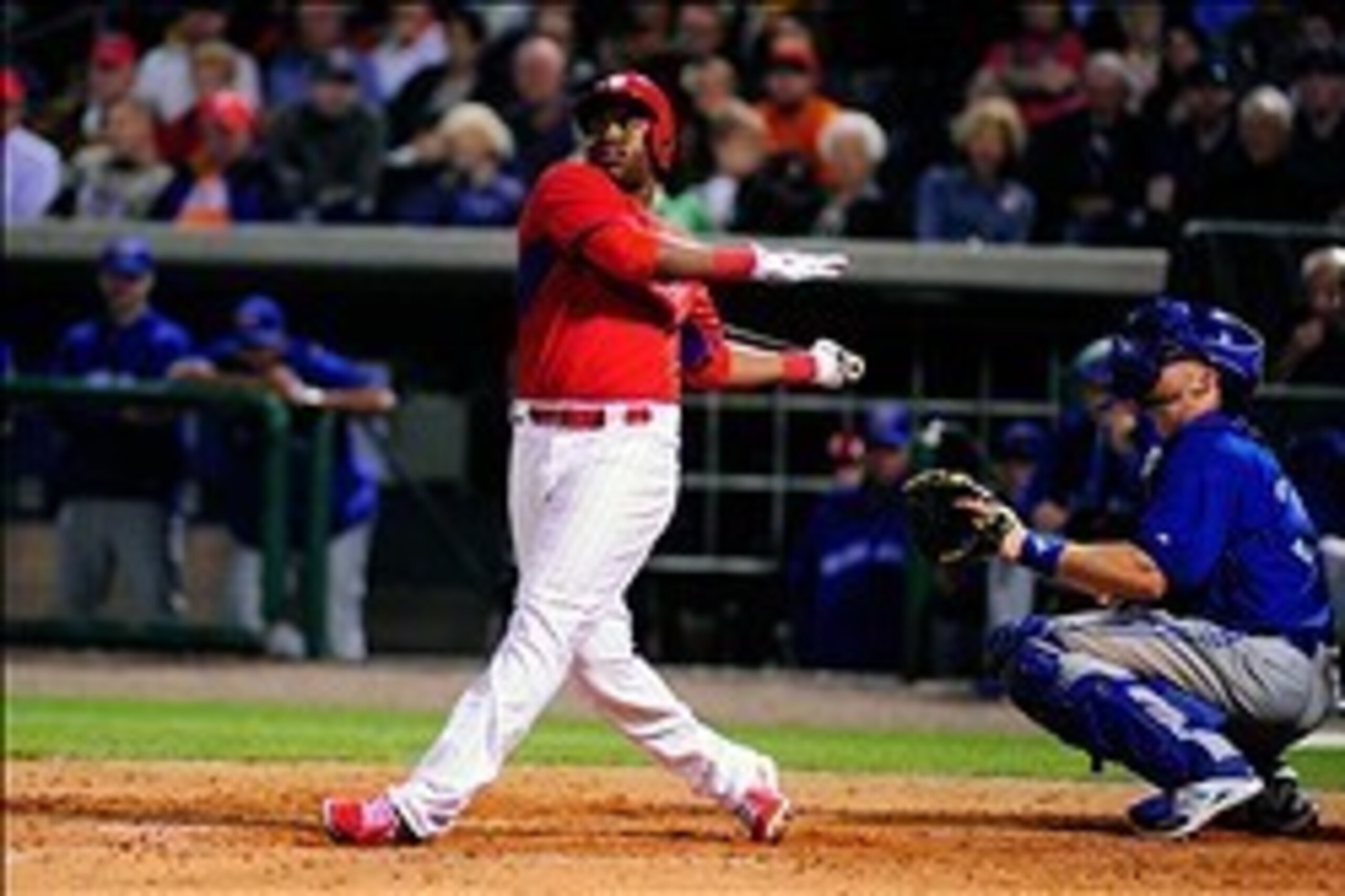 Mar 4, 2014; Clearwater, FL, USA; Philadelphia Phillies third baseman Maikel Franco (74) bats in the fourth inning against the Toronto Blue Jays at Bright House Field. Mandatory Credit: David Manning-USA TODAY Sports