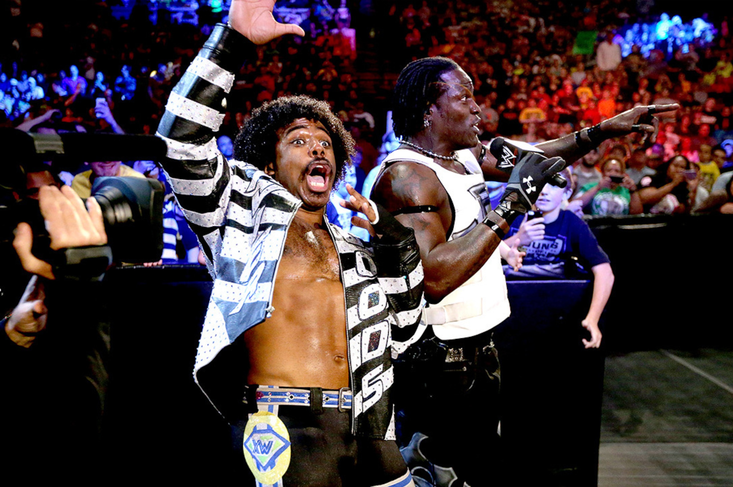 Xavier Woods with R-Truth before fading from WWE programming. Xavier Woods with R-Truth before fading from WWE programming.