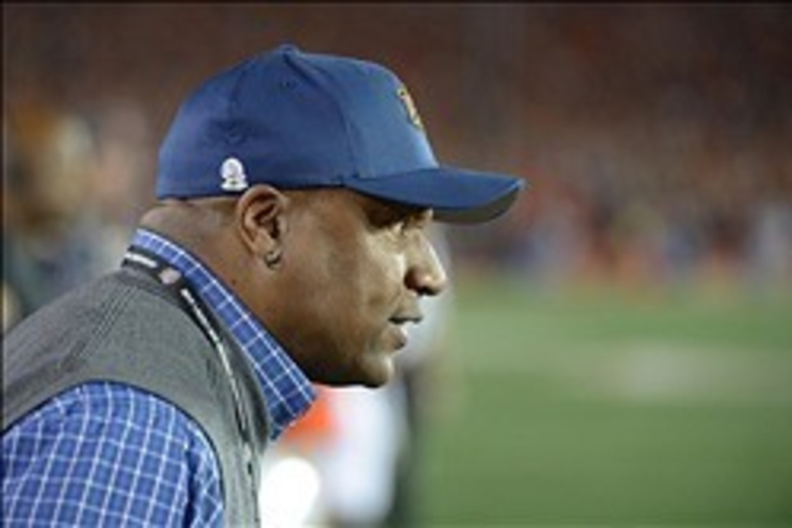 Jan 6, 2014; Pasadena, CA, USA; Auburn Tigers former player Bo Jackson watches during the first half of the 2014 BCS National Championship game against the Florida State Seminoles at the Rose Bowl.  Mandatory Credit: Kirby Lee-USA TODAY Sports