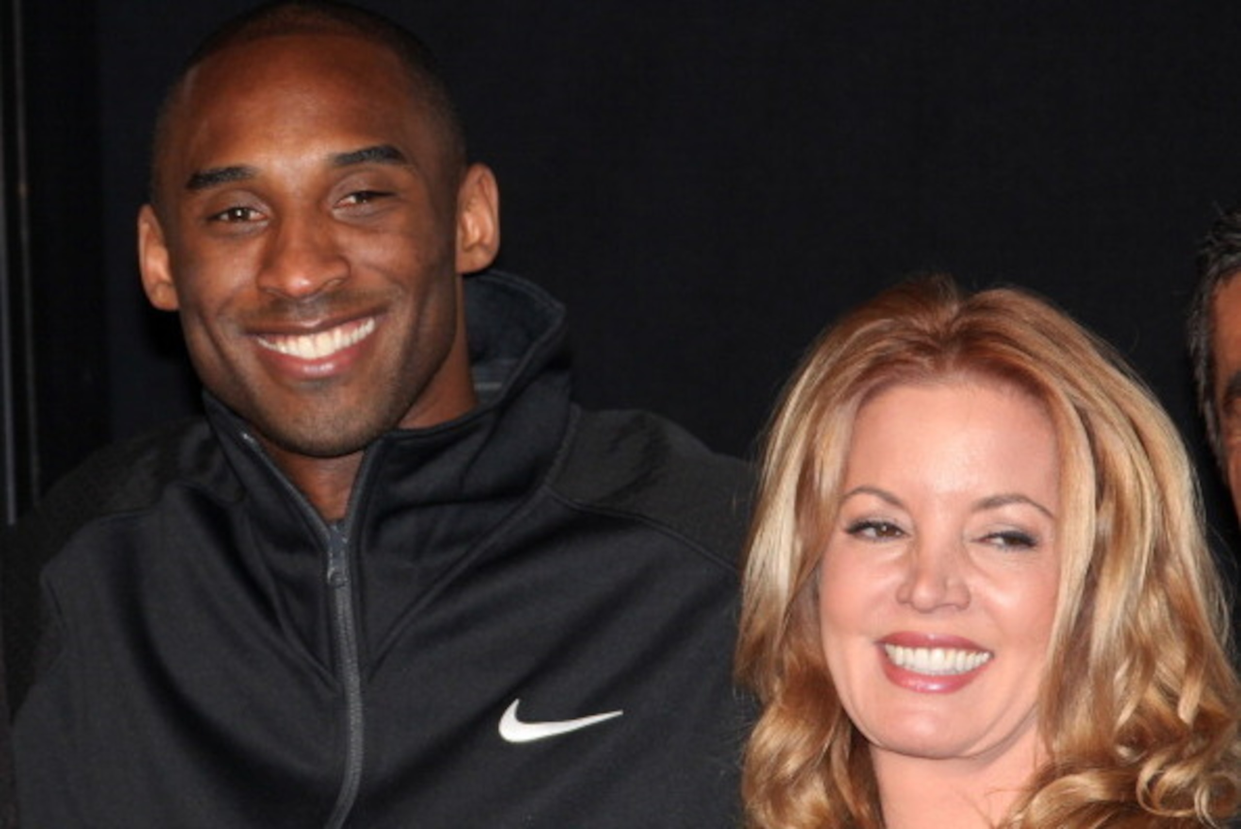 HOLLYWOOD, CA - FEBRUARY 19:  NBA player Kobe Bryant (L) and Executive VP of Business Operations for the Los Angeles Lakers Jeanie Buss attends his hand and footprint ceremony at Grauman's Chinese Theater on February 19, 2011 in Hollywood, California.  (P