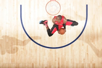 NEW ORLEANS, LA - FEBRUARY 15: Terrence Ross during the Sprite Slam Dunk Contest on State Farm All-Star Saturday Night as part of the 2014 All-Star Weekend at Smoothie King Center on February 15, 2014 in New Orleans, Louisiana. NOTE TO USER: User expressl