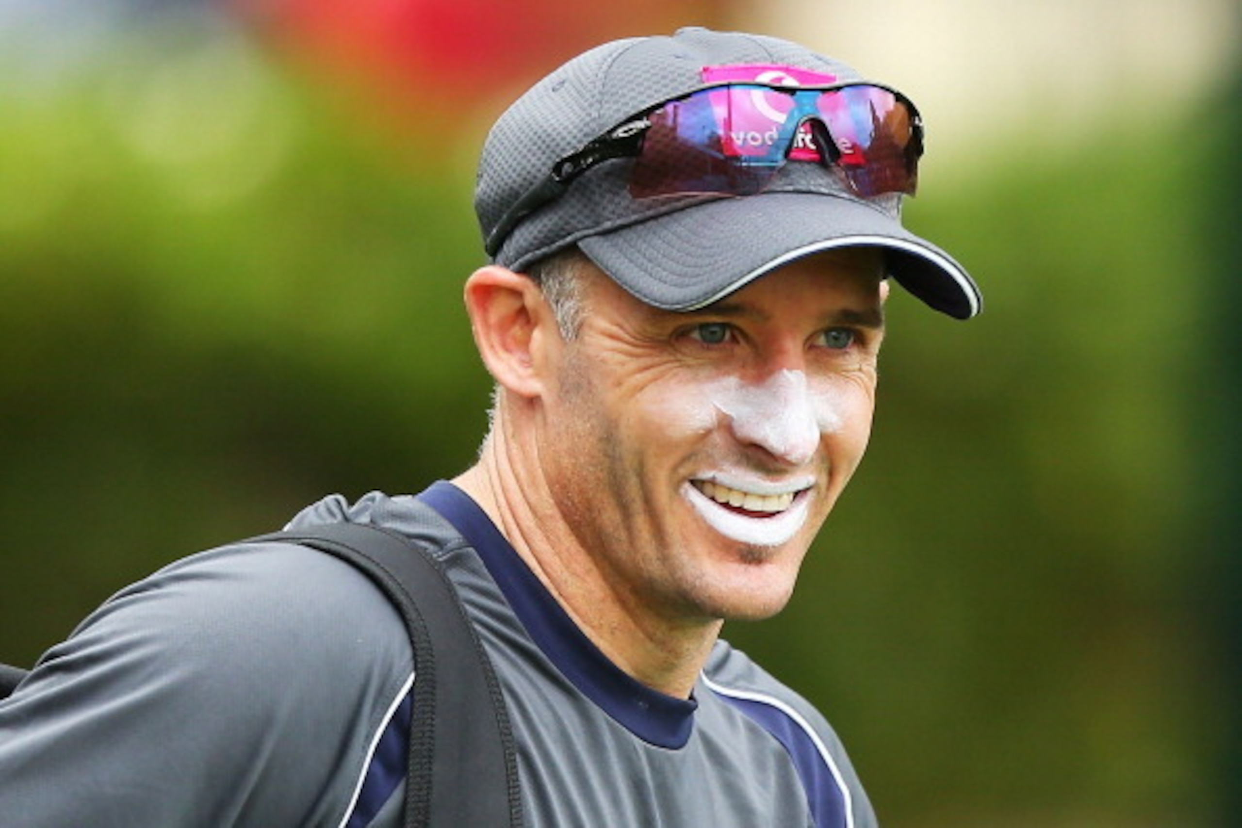 SYDNEY, AUSTRALIA - JANUARY 02:  Michael Hussey of Australia shares a joke with a team mate during an Australian nets session at Sydney Cricket Ground on January 2, 2013 in Sydney, Australia.  (Photo by Brendon Thorne/Getty Images)