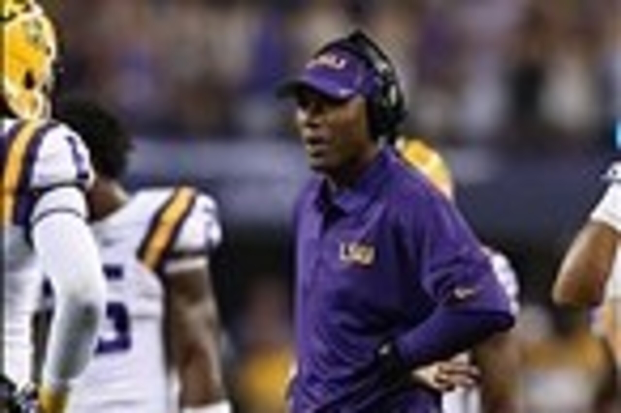 Aug 31, 2013; Arlington, TX, USA; LSU Tigers defensive backs coach Corey Raymond on the sidelines during the game against the Texas Christian Horned Frogs at AT&T Stadium. Mandatory Credit: Matthew Emmons-USA TODAY Sports