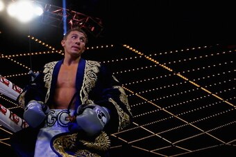 NEW YORK, NY - NOVEMBER 02:  Gennady Golovkin looks on before his fight against Curtis Stevens for the WBA Middleweight Title at The Theater at Madison Square Garden on November 2, 2013 in New York City.  (Photo by Al Bello/Getty Images)