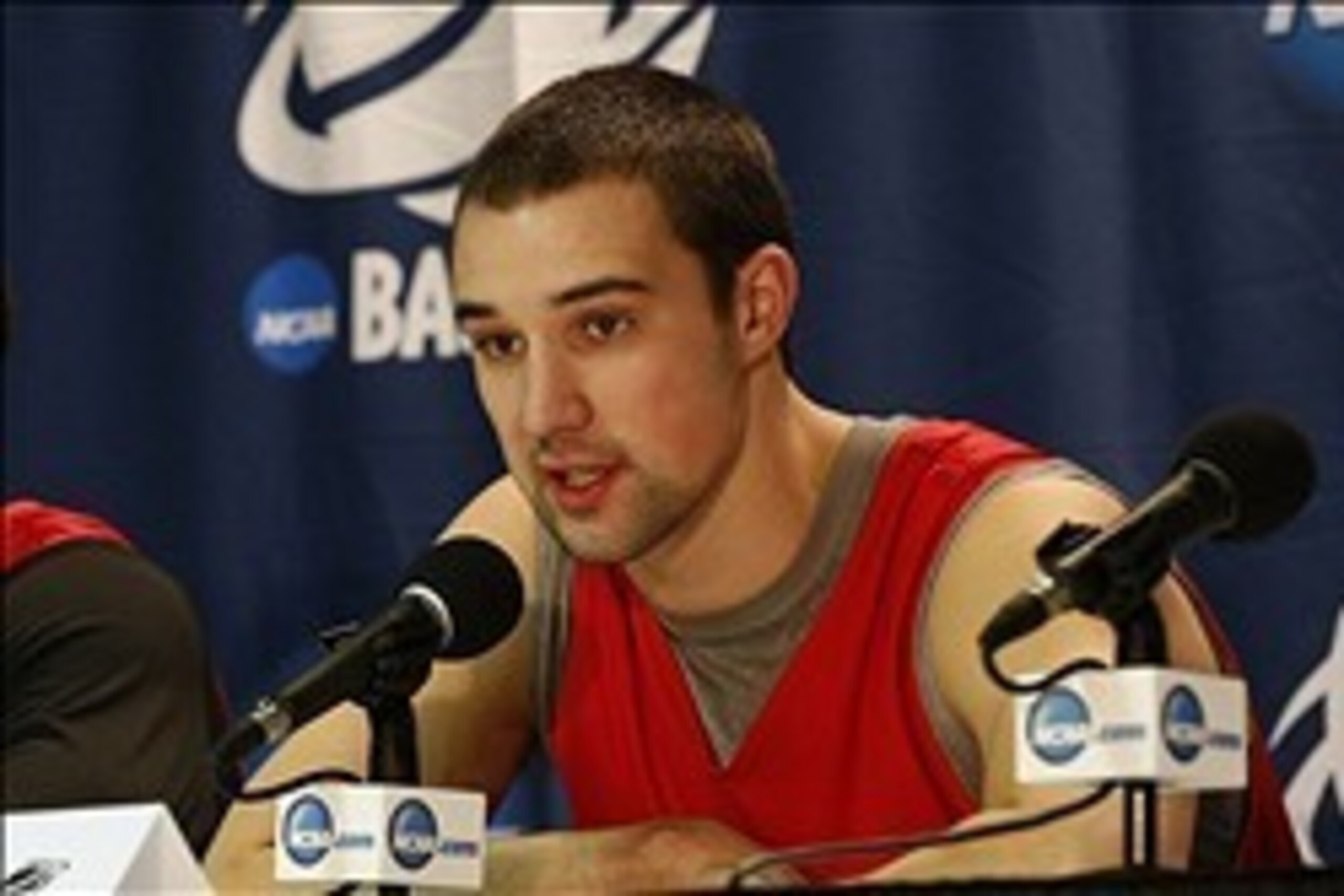 Mar 19, 2014; Buffalo, NY, USA;  Ohio State Buckeyes guard Aaron Craft (4) speaks during a news conference at First Niagara Center. Mandatory Credit: Kevin Hoffman-USA TODAY Sports