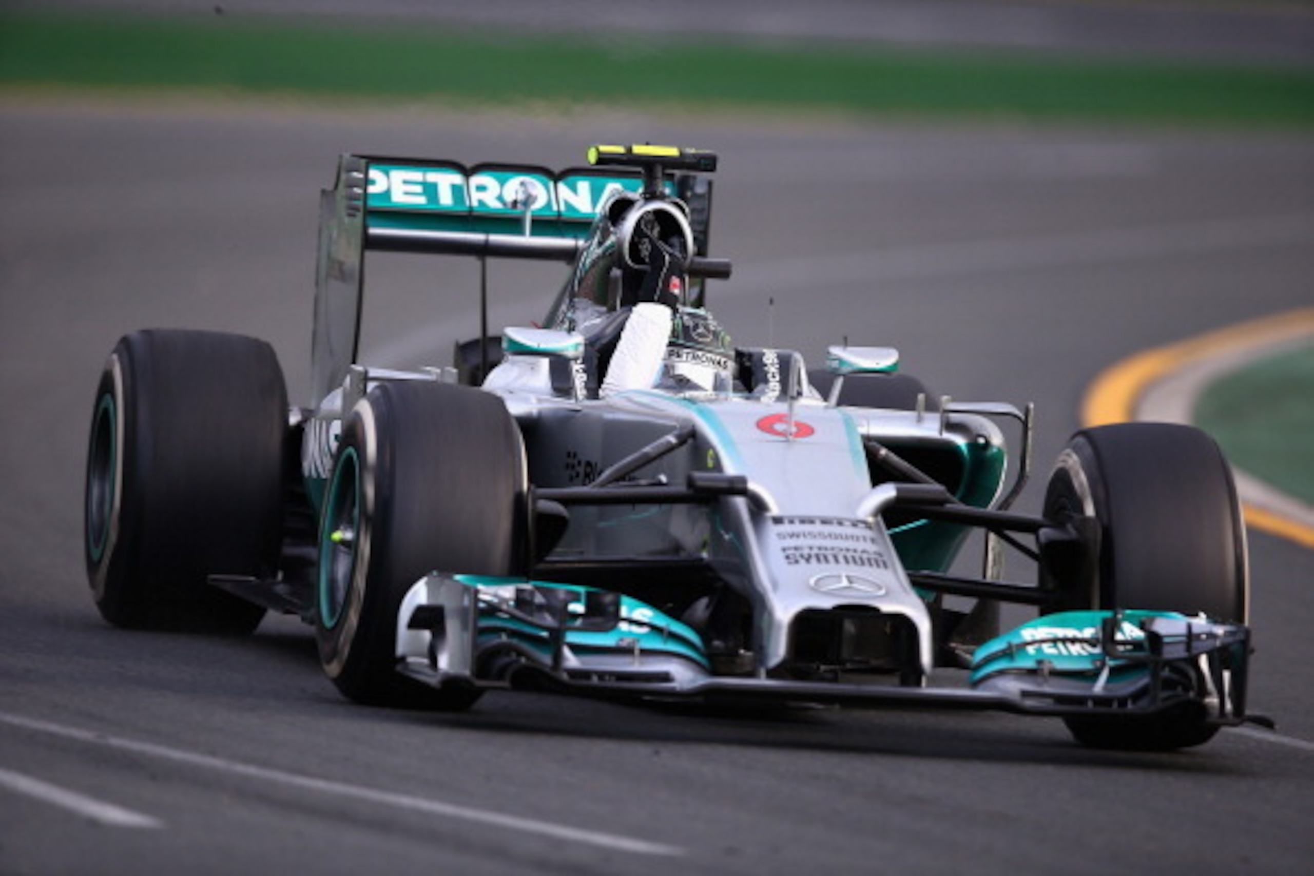 MELBOURNE, AUSTRALIA - MARCH 16:  Nico Rosberg of Germany and Mercedes GP after winning the Australian Formula One Grand Prix at Albert Park on March 16, 2014 in Melbourne, Australia.  (Photo by Clive Mason/Getty Images)