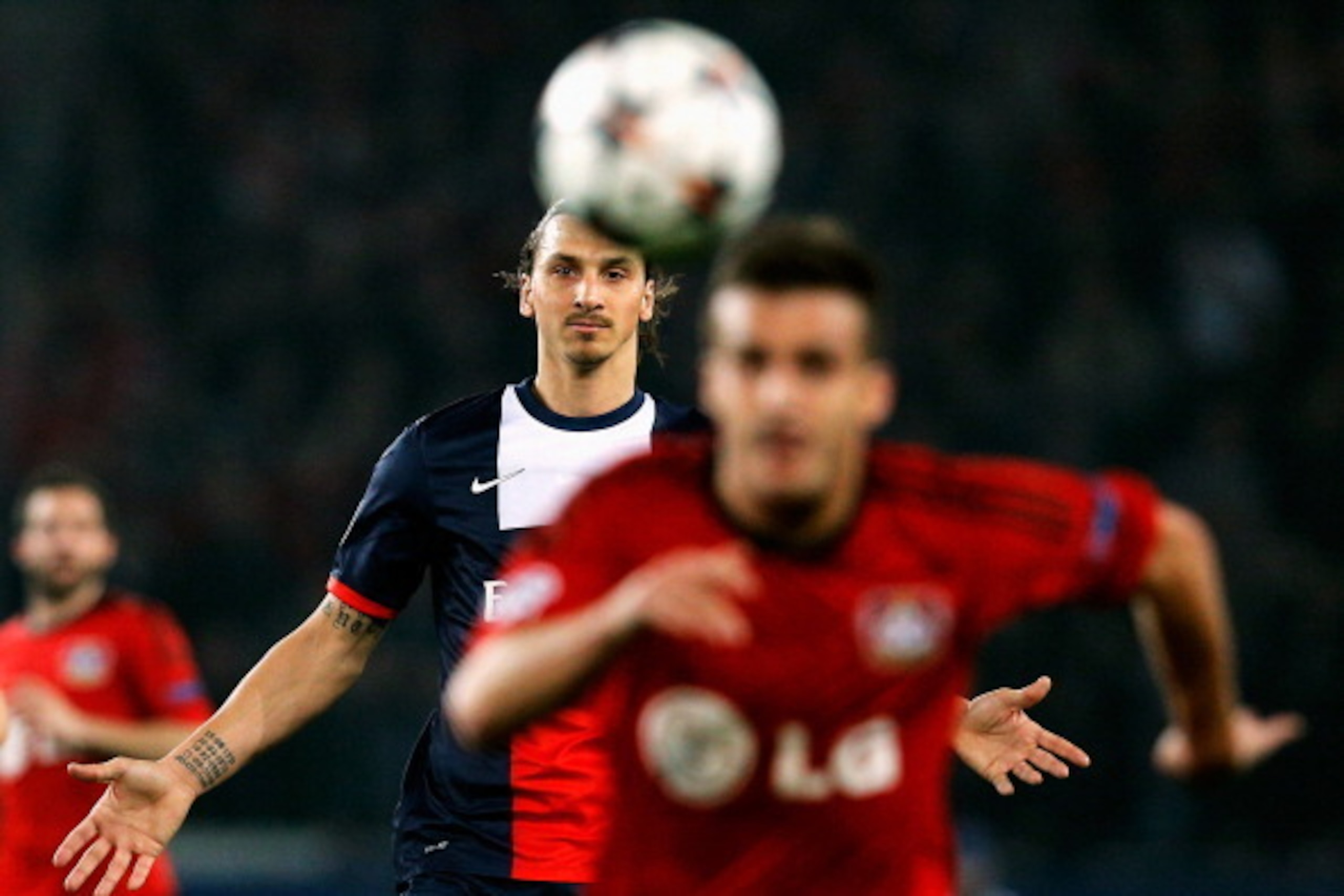 PARIS, FRANCE - MARCH 12:  Zlatan Ibrahimovic of PSG reacts during the UEFA Champions League Round of 16 second leg match between Paris Saint-Germain FC and Bayer Leverkusen at Parc des Princes on March 12, 2014 in Paris, France.  (Photo by Dean Mouhtarop