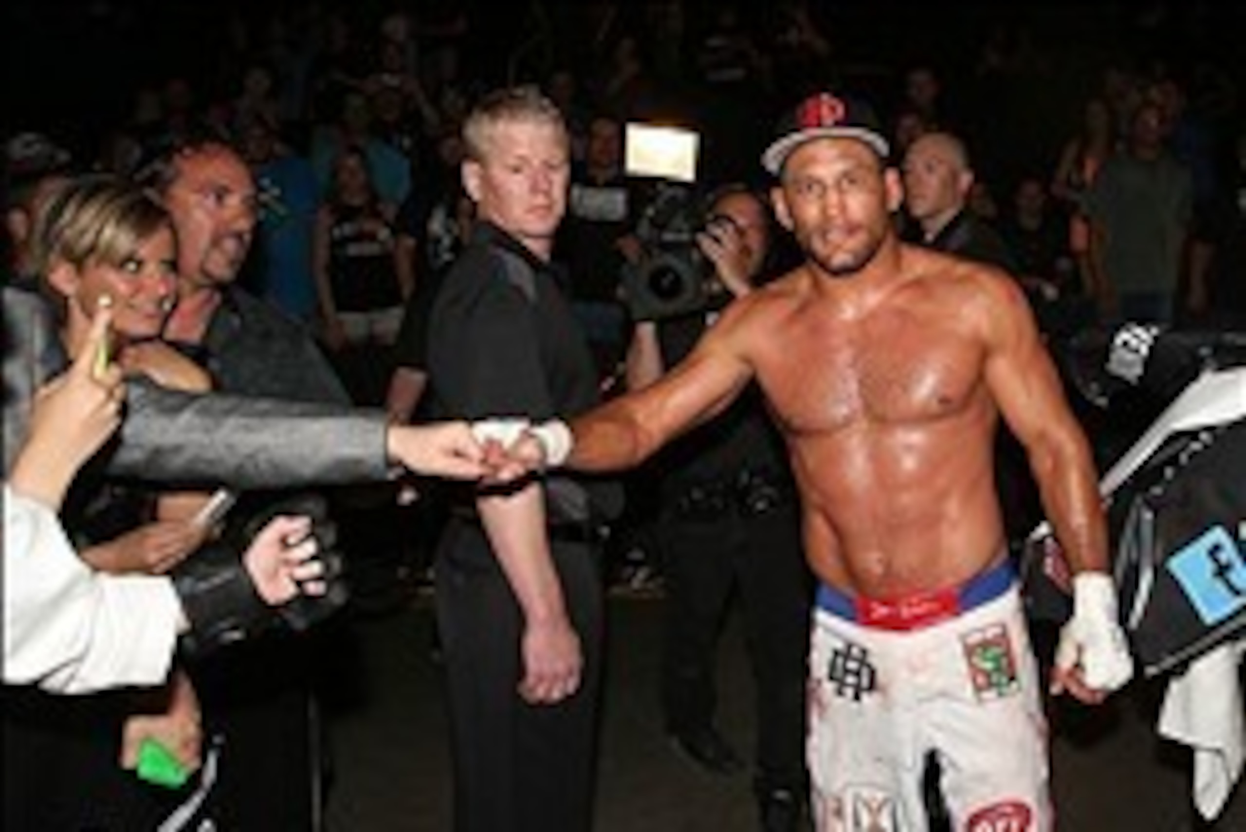 Jun 15, 2013; Winnipeg, MB, Canada; Dan Henderson after his split-decision loss to Rashad Evans (not pictured) during their Light Heavyweight bout at UFC 161 at MTS Centre. Mandatory Credit: Tom Szczerbowski-USA TODAY Sports