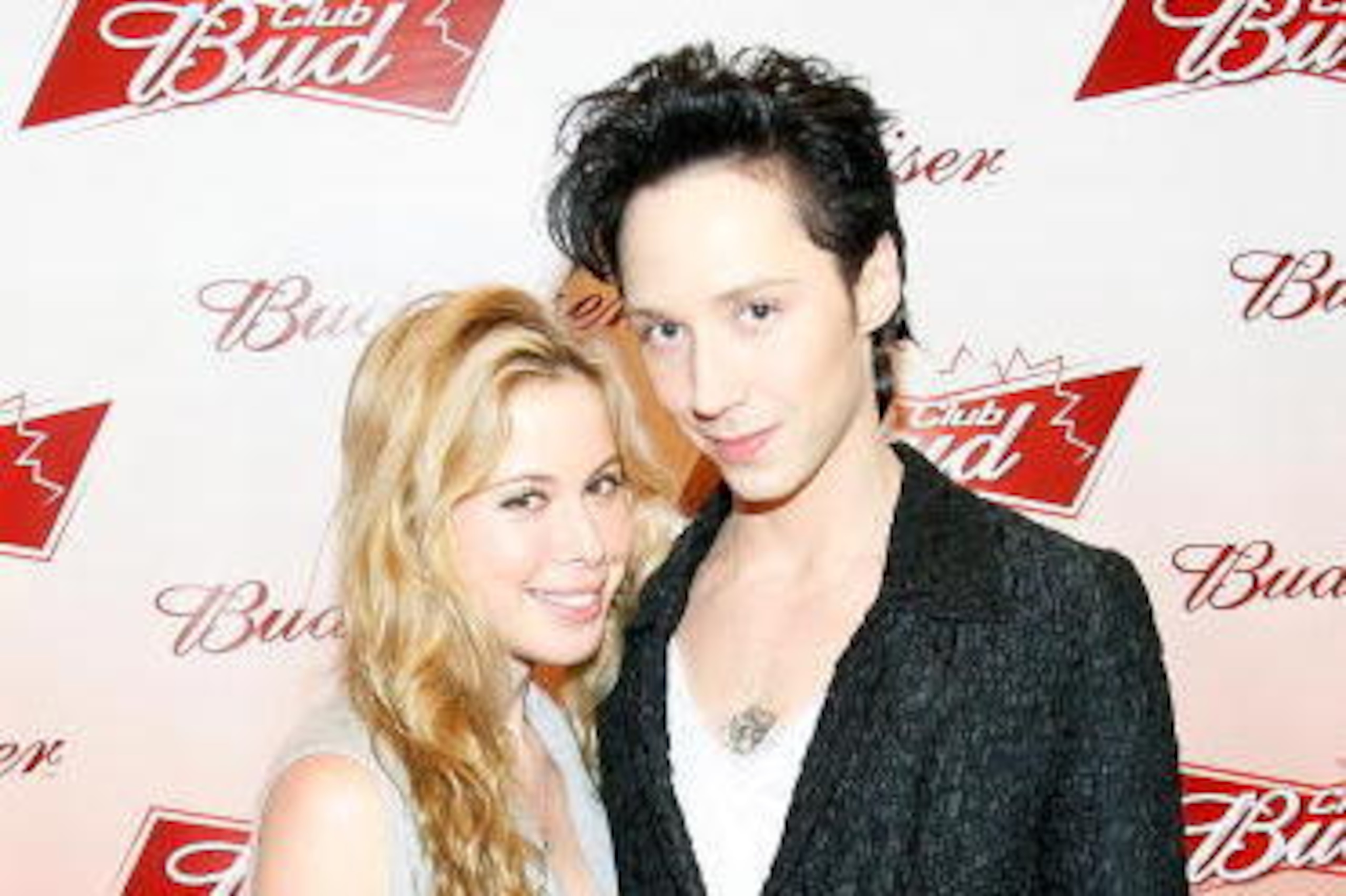 VANCOUVER, BC - FEBRUARY 25:  Figure skaters Tara Lipinski and Johnny Weir arrive at the Club Bud Budweiser Party on February 25, 2010 at the Commodore Ballroom in Vancouver, Canada.  (Photo by Kevin C. Cox/Getty Images for Budweiser)