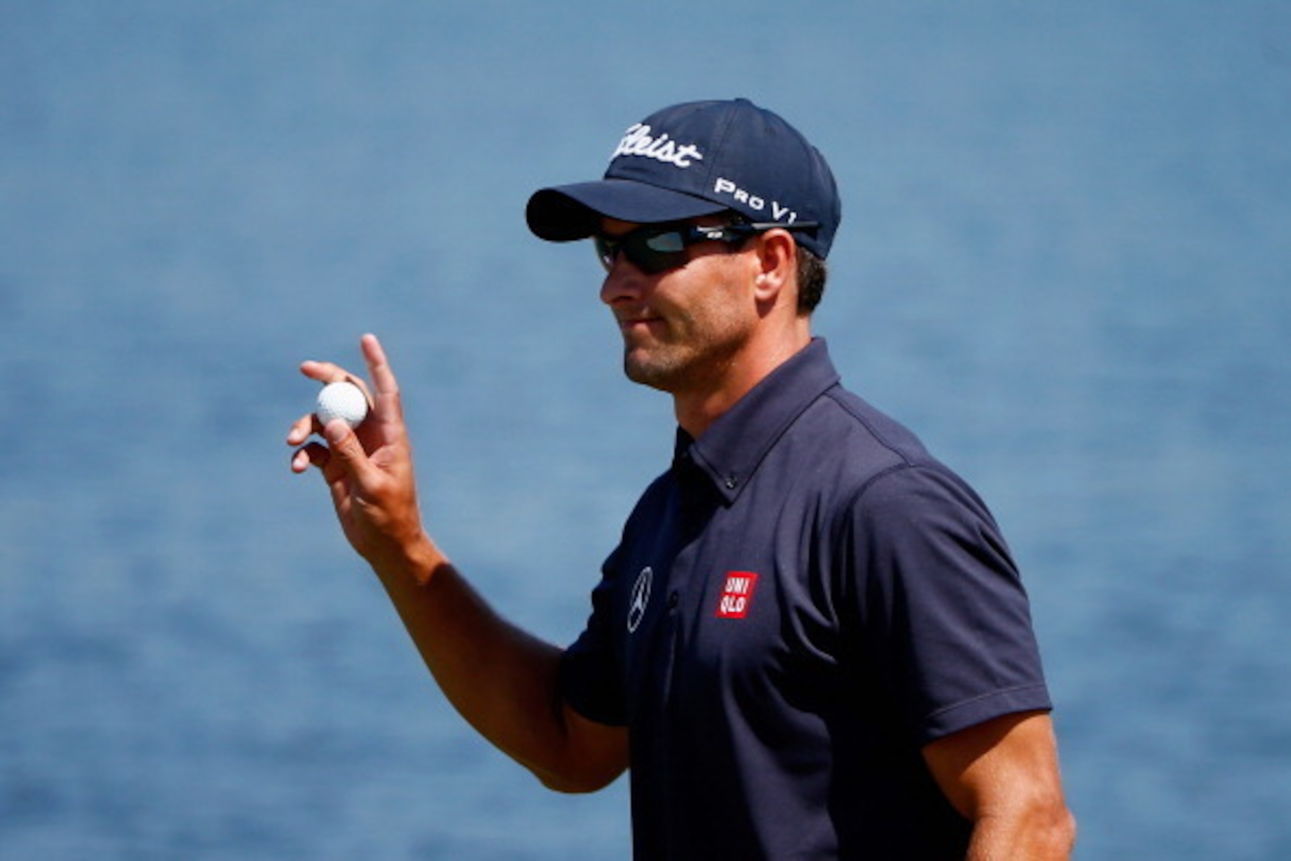 ORLANDO, FL - MARCH 20:  Adam Scott of Australia waves after putting on the sixth green during the first round of the Arnold Palmer Invitational presented by MasterCard at the Bay Hill Club and Lodge on March 20, 2014 in Orlando, Florida.  (Photo by Sam G