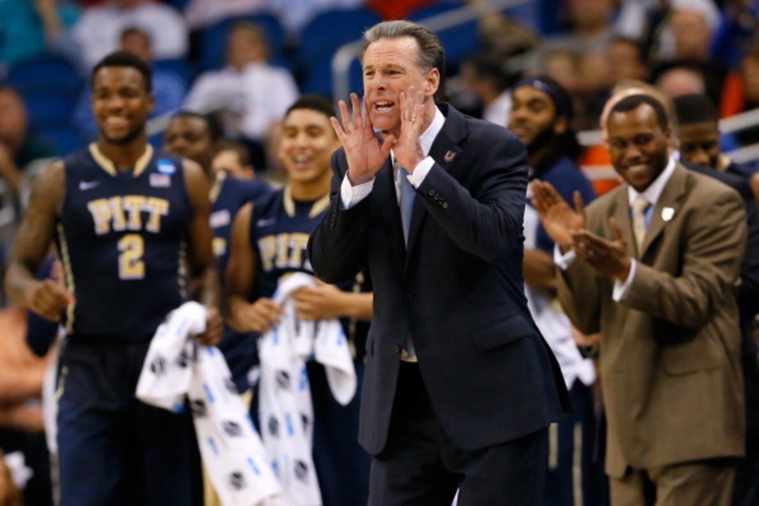 ORLANDO, FL - MARCH 20:  Head coach Jamie Dixon of the Pittsburgh Panthers reacts in the second half while taking on the Colorado Buffaloes during the second round of the 2014 NCAA Men's Basketball Tournament at Amway Center on March 20, 2014 in Orlando, 