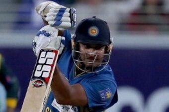 DUBAI, UNITED ARAB EMIRATES - DECEMBER 20:  Kumar Sangakkara of Sri Lanka bats during the second One-Day International (ODI ) match between Sri Lanka and Pakistan at the Dubai Sports City Cricket Stadium on December 20, 2013 in Dubai, United Arab Emirates