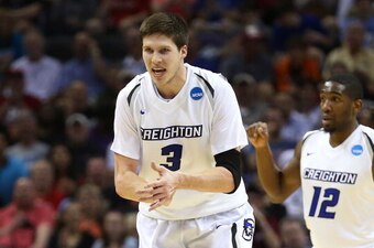 SAN ANTONIO, TX - MARCH 21: Doug McDermott #3 of the Creighton Bluejays reacts after a play in the first half against the Louisiana Lafayette Ragin Cajuns during the second round of the 2014 NCAA Men's Basketball Tournament at AT&T Center on March 21, 201