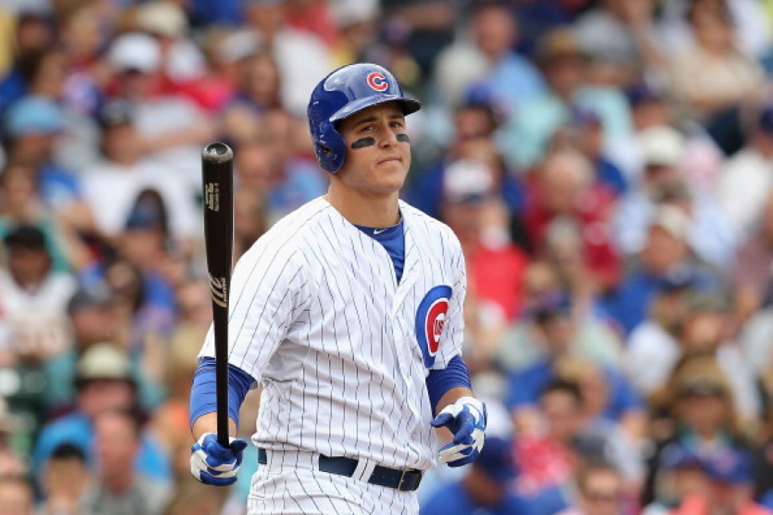 MESA, AZ - FEBRUARY 27:  Anthony Rizzo #44 of the Chicago Cubs at bat during the spring training game against the Arizona Diamondbacks at Cubs Park on February 27, 2014 in Mesa, Arizona  (Photo by Christian Petersen/Getty Images)