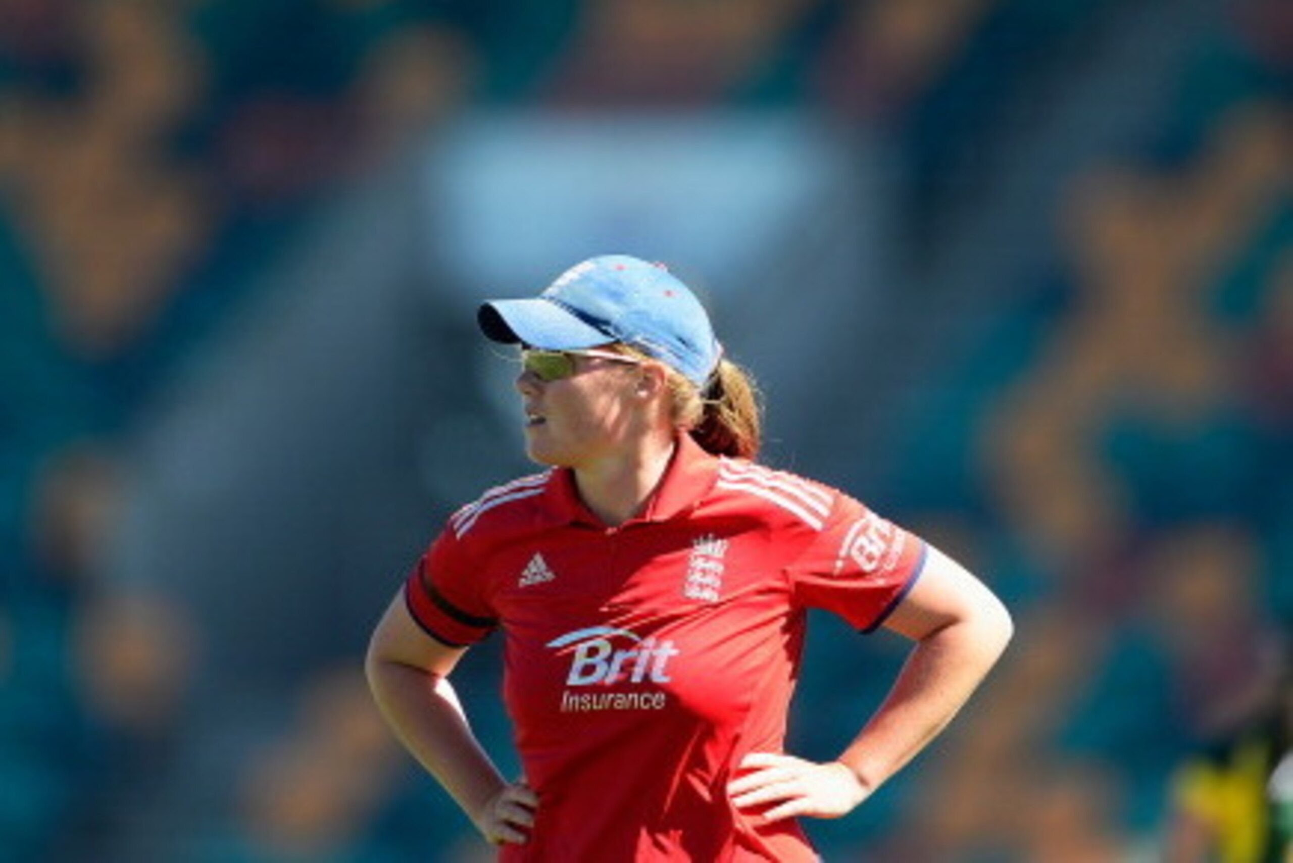 HOBART, AUSTRALIA - JANUARY 26: Anya Shrubsole of England looks on during game three of the women's one day international series at Blundstone Arena on January 26, 2014 in Hobart, Australia.  (Photo by Brett Hemmings/Getty Images)