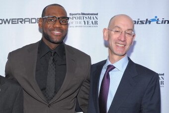 NEW YORK, NY - DECEMBER 05: (L-R)  Mark Ford, 2012 Sportsman of the Year LeBron James and Adam Silver attend the 2012 Sports Illustrated Sportsman of the Year award presentation at Espace on December 5, 2012 in New York City.  (Photo by Michael Loccisano/
