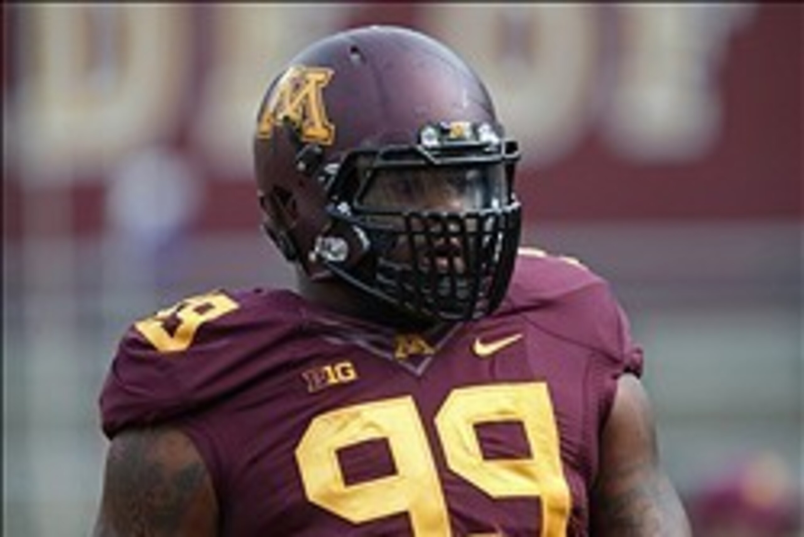 Sep 21, 2013; Minneapolis, MN, USA; Minnesota Golden Gophers defensive lineman Ra'Shede Hageman (99) looks on during pre game before a game against the San Jose State Spartans at TCF Bank Stadium. Mandatory Credit: Jesse Johnson-USA TODAY Sports Sep 21, 2013; Minneapolis, MN, USA; Minnesota Golden Gophers defensive lineman Ra'Shede Hageman (99) looks on during pre game before a game against the San Jose State Spartans at TCF Bank Stadium. Mandatory Credit: Jesse Johnson-USA TODAY Sports