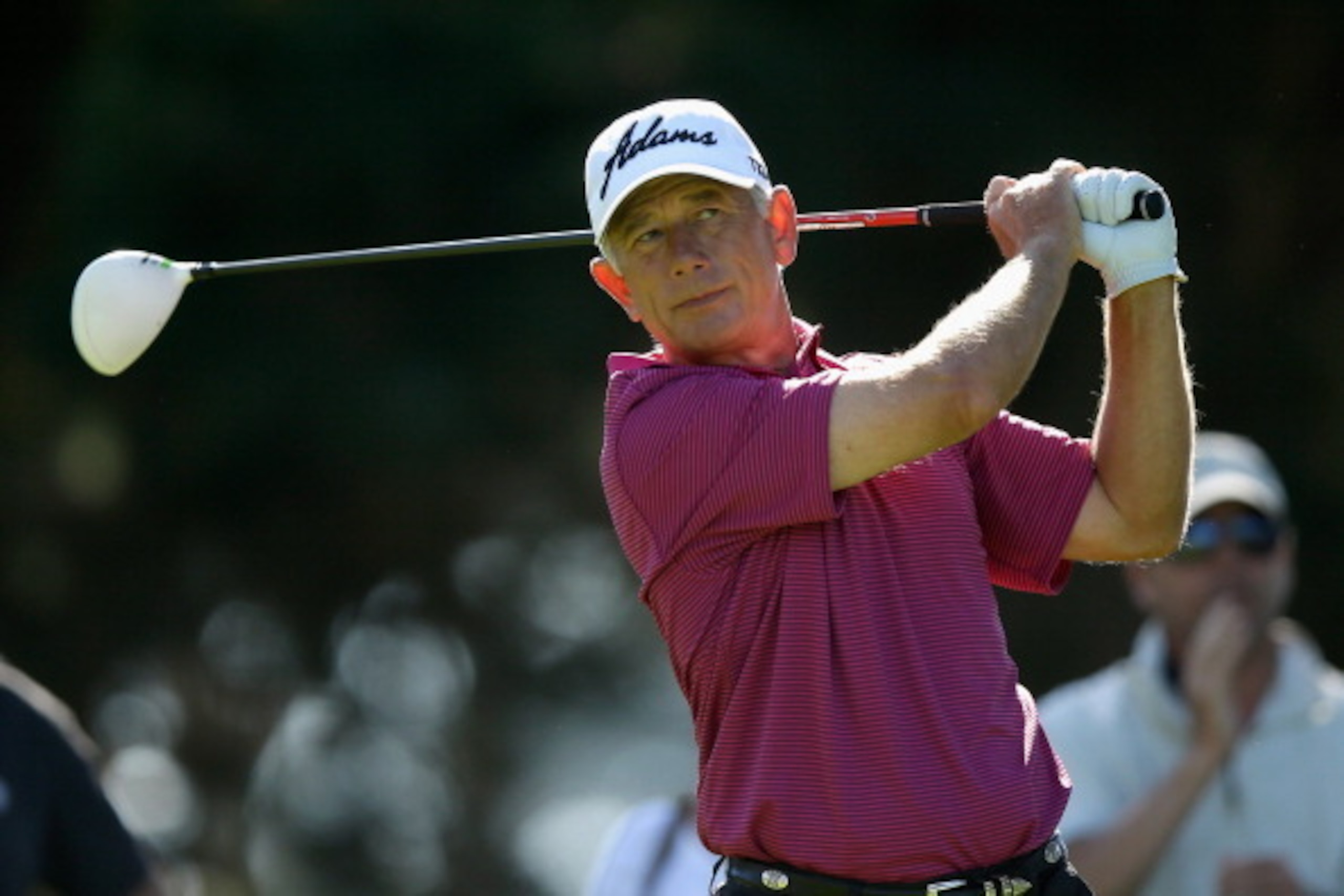 SAN FRANCISCO, CA - NOVEMBER 01:  Mike Goodes tees off on the sixth hole during Round Two of the Charles Schwab Cup Championship on November 1, 2013 in San Francisco, California.  (Photo by Ezra Shaw/Getty Images)