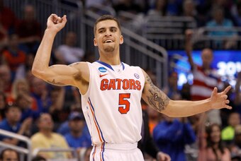 Mar 22, 2014; Orlando, FL, USA; Florida Gators guard Scottie Wilbekin (5) reacts in the second half of a men's college basketball game against the Pittsburgh Panthers during the third round of the 2014 NCAA Tournament at Amway Center. Mandatory Credit: Ki Mar 22, 2014; Orlando, FL, USA; Florida Gators guard Scottie Wilbekin (5) reacts in the second half of a men's college basketball game against the Pittsburgh Panthers during the third round of the 2014 NCAA Tournament at Amway Center. Mandatory Credit: Ki