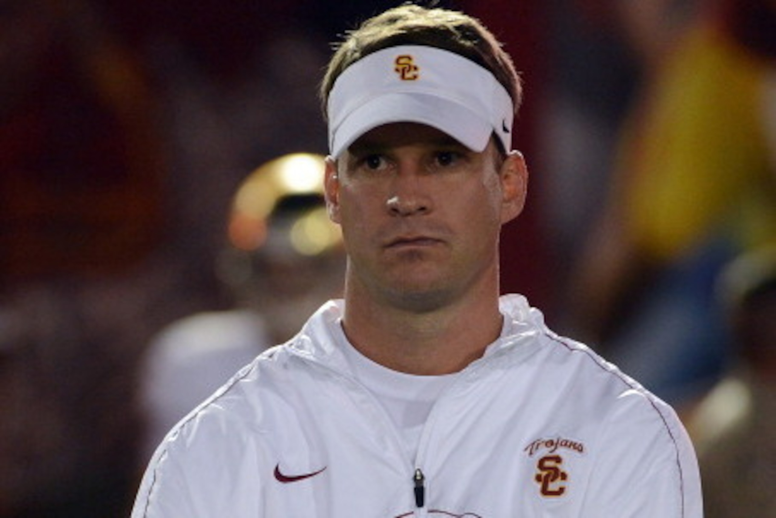 LOS ANGELES, CA - NOVEMBER 24: Head Coach Lane Kiffin waits before the game against the Notre Dame Fighting Irish at Los Angeles Memorial Coliseum on November 24, 2012 in Los Angeles, California. (Photo by Harry How/Getty Images) LOS ANGELES, CA - NOVEMBER 24: Head Coach Lane Kiffin waits before the game against the Notre Dame Fighting Irish at Los Angeles Memorial Coliseum on November 24, 2012 in Los Angeles, California. (Photo by Harry How/Getty Images)
