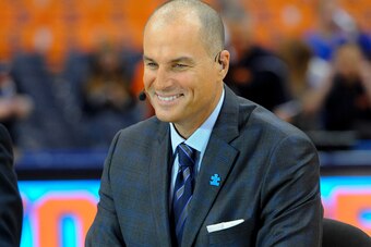SYRACUSE, NY - FEBRUARY 01:  ESPN College GameDay host Jay Bilas prior to the game between the Duke Blue Devils and the Syracuse Orange at the Carrier Dome on February 1, 2014 in Syracuse, New York.  Syracuse defeated Duke 91-89 in overtime.  (Photo by Ri