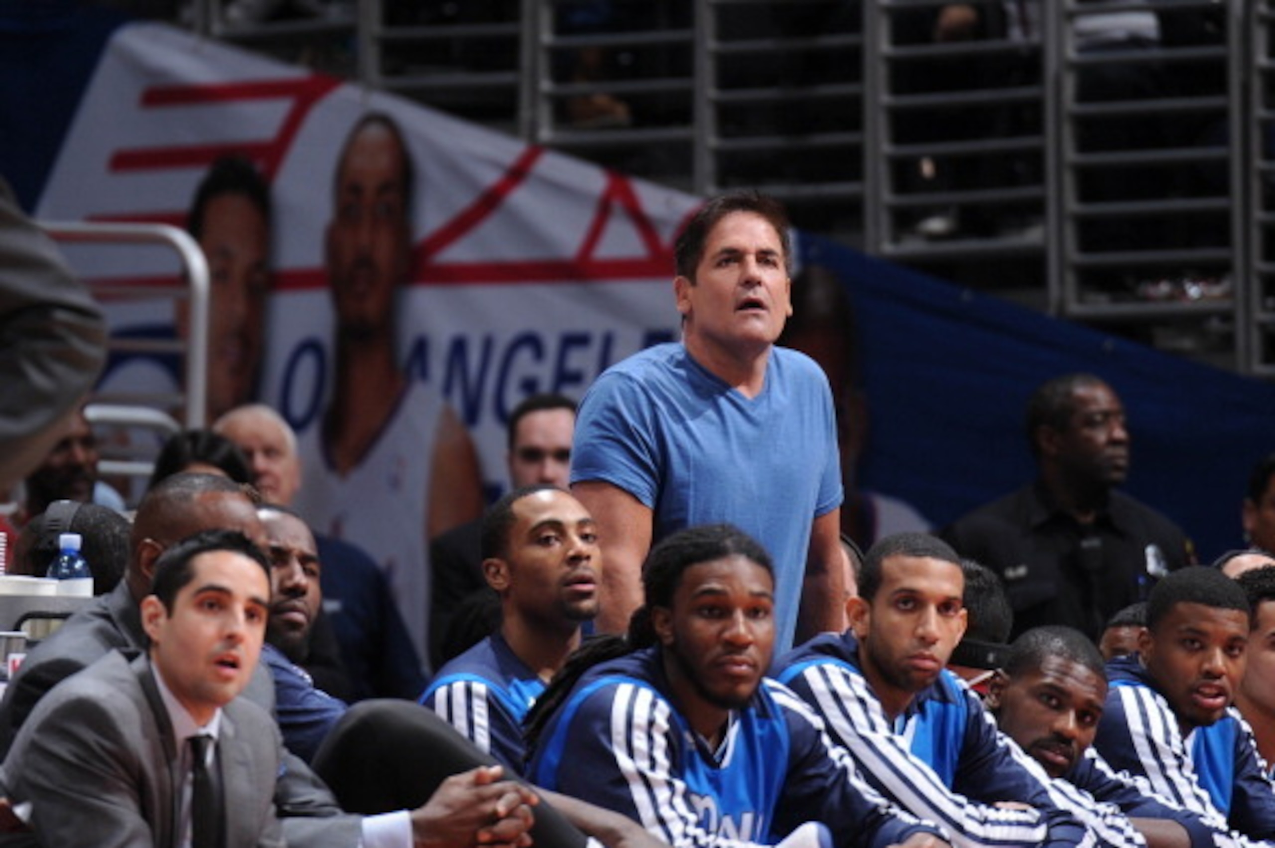 LOS ANGELES, CA - JANUARY 15: Owner Mark Cuban of the Dallas Mavericks looks on during a game against the Los Angeles Clippers at Staples Center on January 15, 2014 in Los Angeles, California. NOTE TO USER: User expressly acknowledges and agrees that, by 