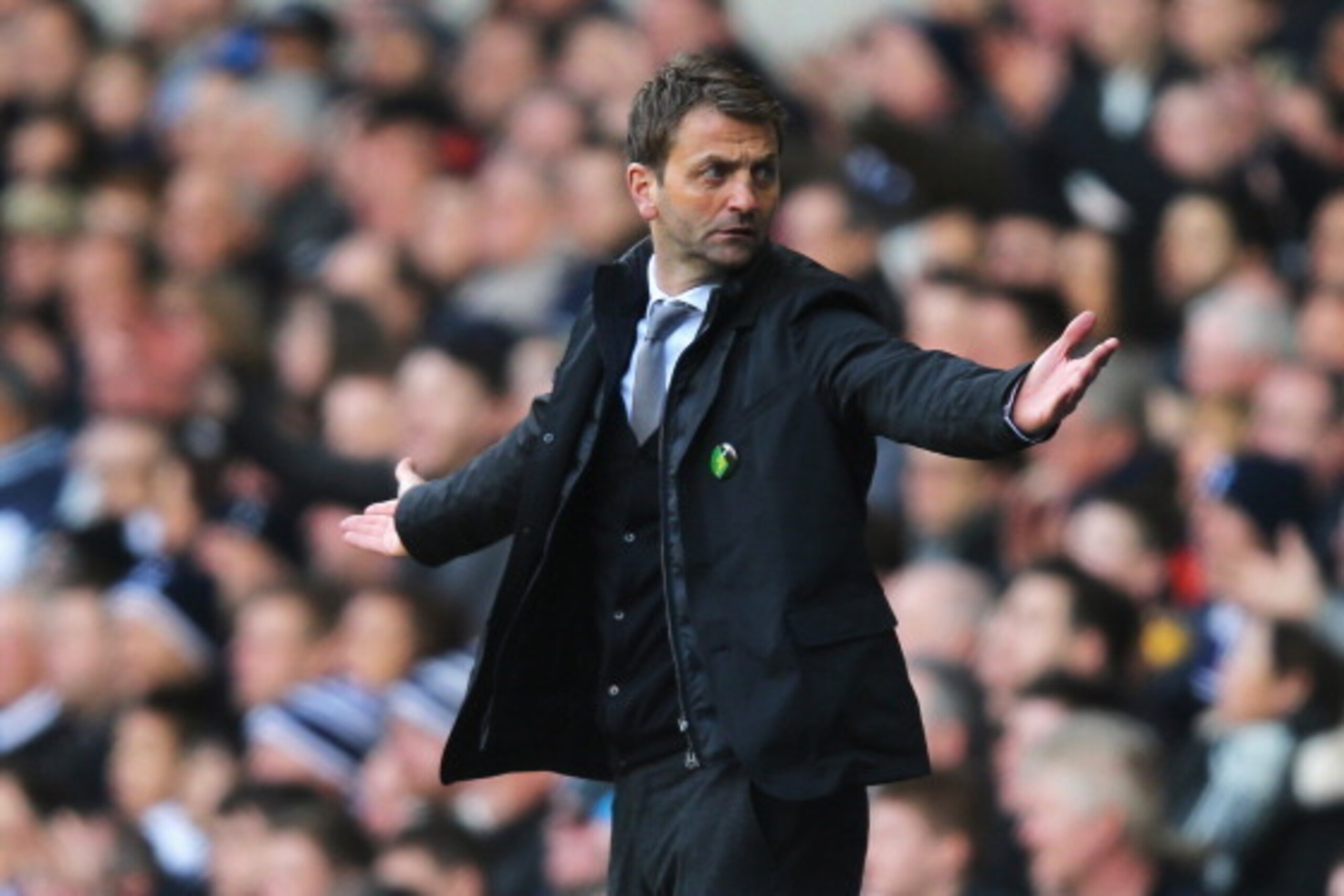 LONDON, ENGLAND - MARCH 23:  Manager Tim Sherwood of Tottenham Hotspur gestures during the Barclays Premier League match between Tottenham Hotspur and Southampton at White Hart Lane on March 23, 2014 in London, England.  (Photo by Clive Rose/Getty Images)