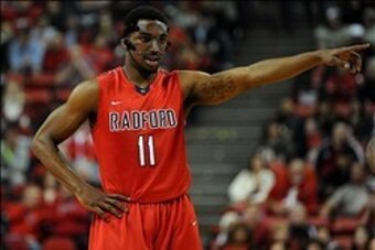 Dec 18, 2013; Las Vegas, NV, USA; Radford Highlanders guard Ya Ya Anderson directs a teammate during an NCAA men's basketball game against the UNLV Runnin' Rebels at Thomas & Mack Center. Mandatory Credit: Stephen R. Sylvanie-USA TODAY Sports