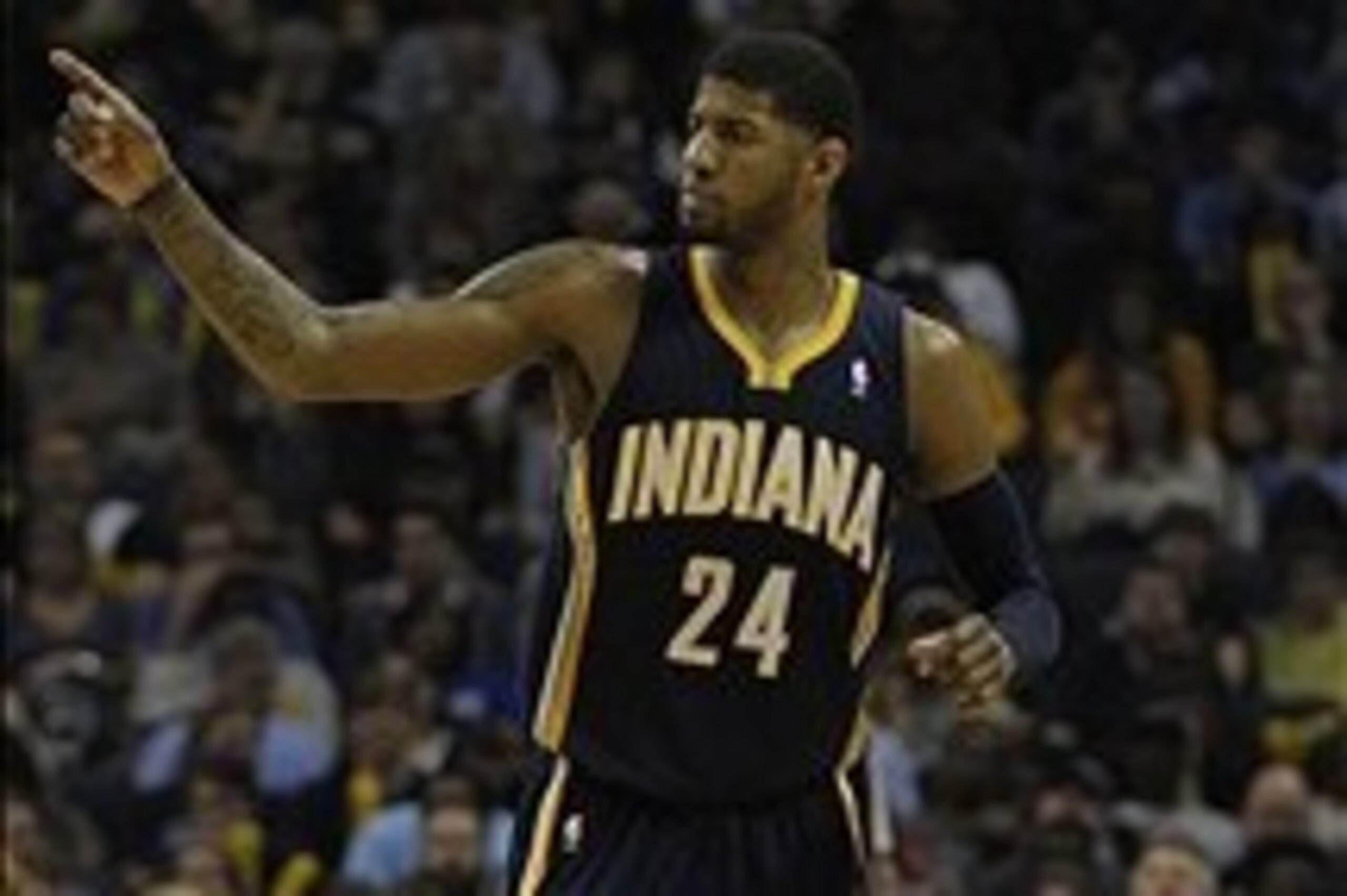 Mar 22, 2014; Memphis, TN, USA; Indiana Pacers forward Paul George (24) during the game against the Memphis Grizzlies at FedExForum. Memphis Grizzlies defeat the Indiana Pacers 82 - 71. Mandatory Credit: Justin Ford-USA TODAY Sports
