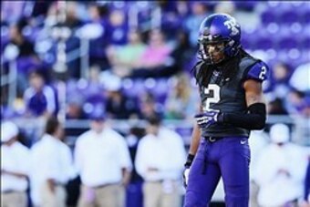 Nov 2, 2013; Fort Worth, TX, USA; TCU Horned Frogs cornerback Jason Verrett (2) during the game against the West Virginia Mountaineers at Amon G. Carter Stadium. West Virginia won 30-27. Mandatory Credit: Kevin Jairaj-USA TODAY Sports