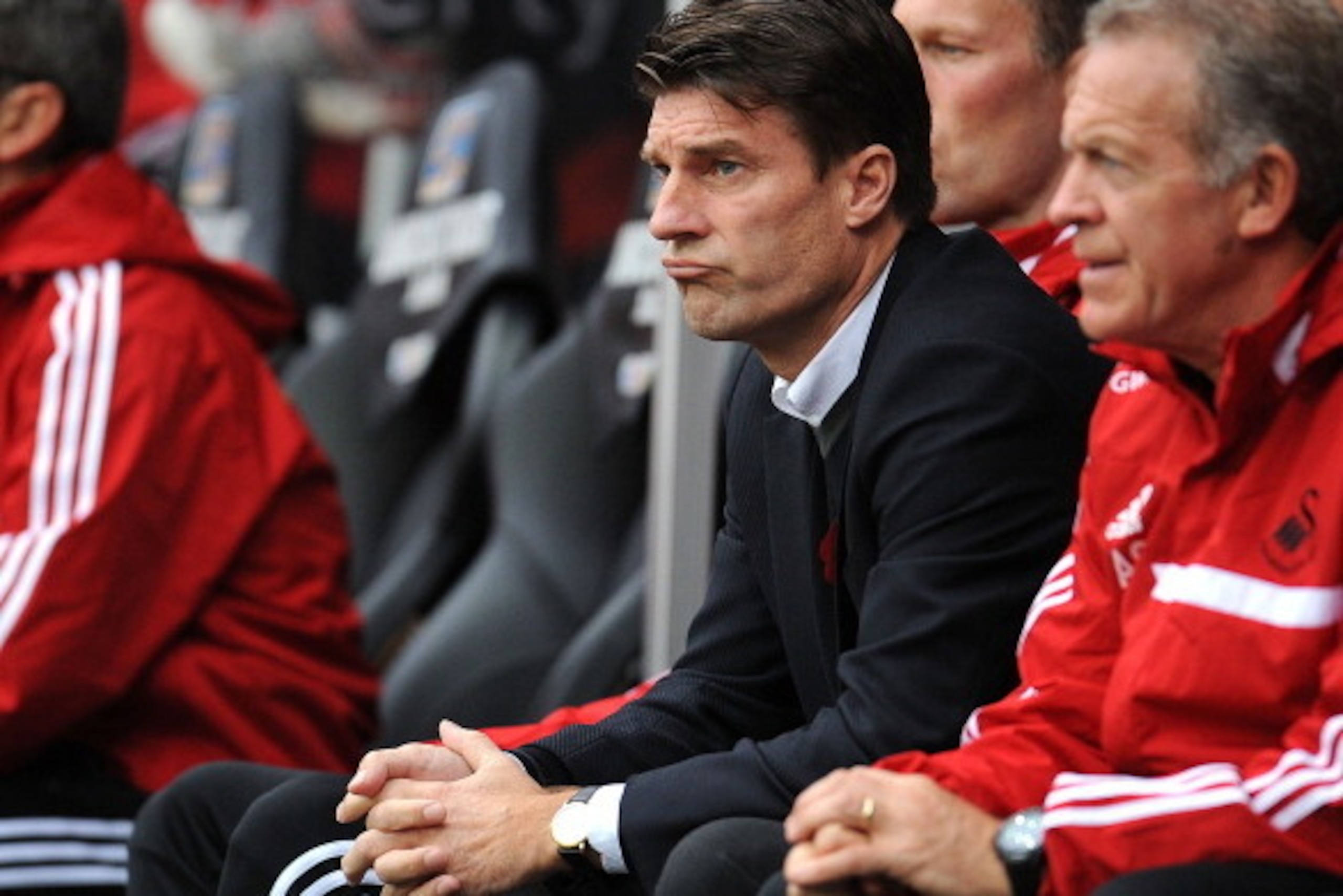 SWANSEA, WALES - OCTOBER 27: Manager of Swansea City Michael Laudrup looks on prior to the Barclays Premier League match between Swansea City and West Ham United at Liberty Stadium on October 27, 2013 in Swansea, Wales. (Photo by Tom Dulat/Getty Images)