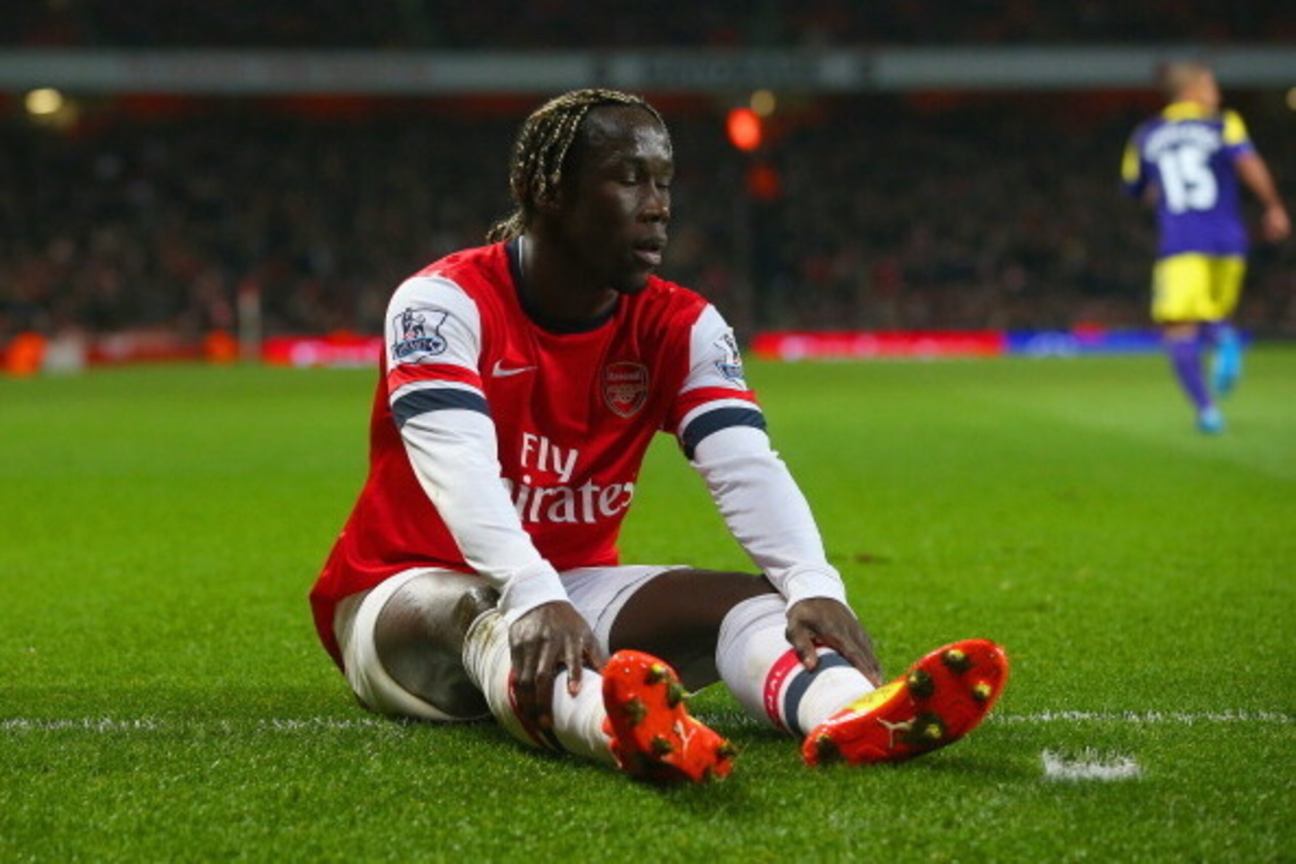 LONDON, ENGLAND - MARCH 25:  Bacary Sagna of Arsenal reacts during the Barclays Premier League match between Arsenal and Swansea City at Emirates Stadium on March 25, 2014 in London, England.  (Photo by Julian Finney/Getty Images)