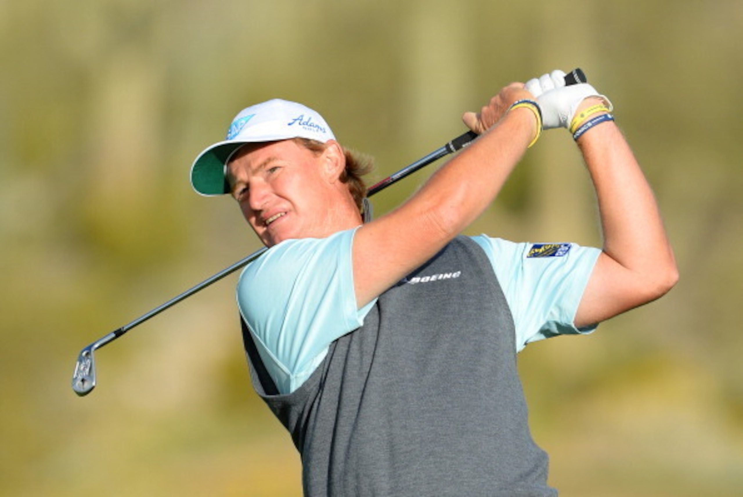 MARANA, AZ - FEBRUARY 23:  Ernie Els of South Africa plays a shot on the seventh hole during the semifinal round of the World Golf Championships - Accenture Match Play Championship at The Golf Club at Dove Mountain on February 23, 2014 in Marana, Arizona.