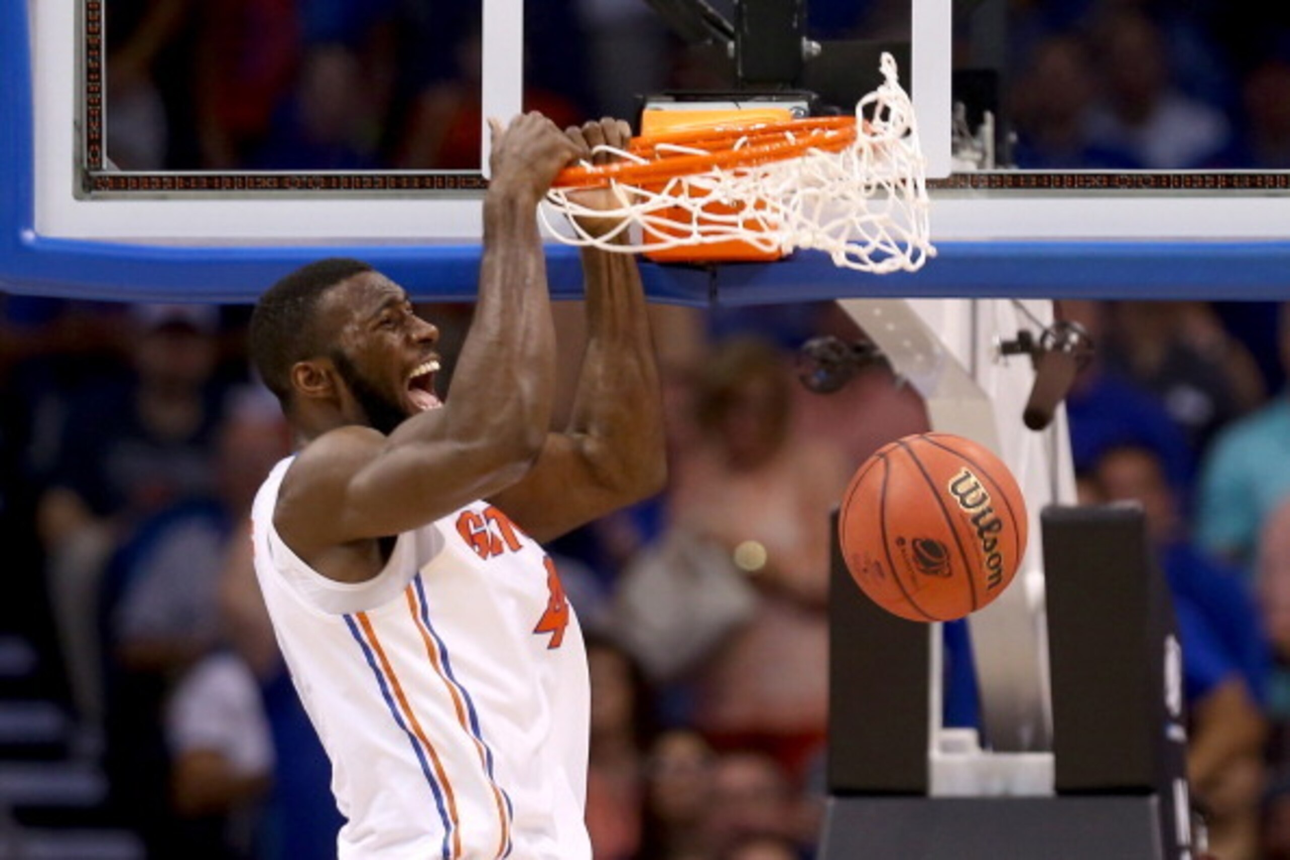 ORLANDO, FL - MARCH 22:  Patric Young #4 of the Florida Gators dunks the ball in the second half while taking on the Pittsburgh Panthers during the third round of the 2014 NCAA Men's Basketball Tournament at Amway Center on March 22, 2014 in Orlando, Flor
