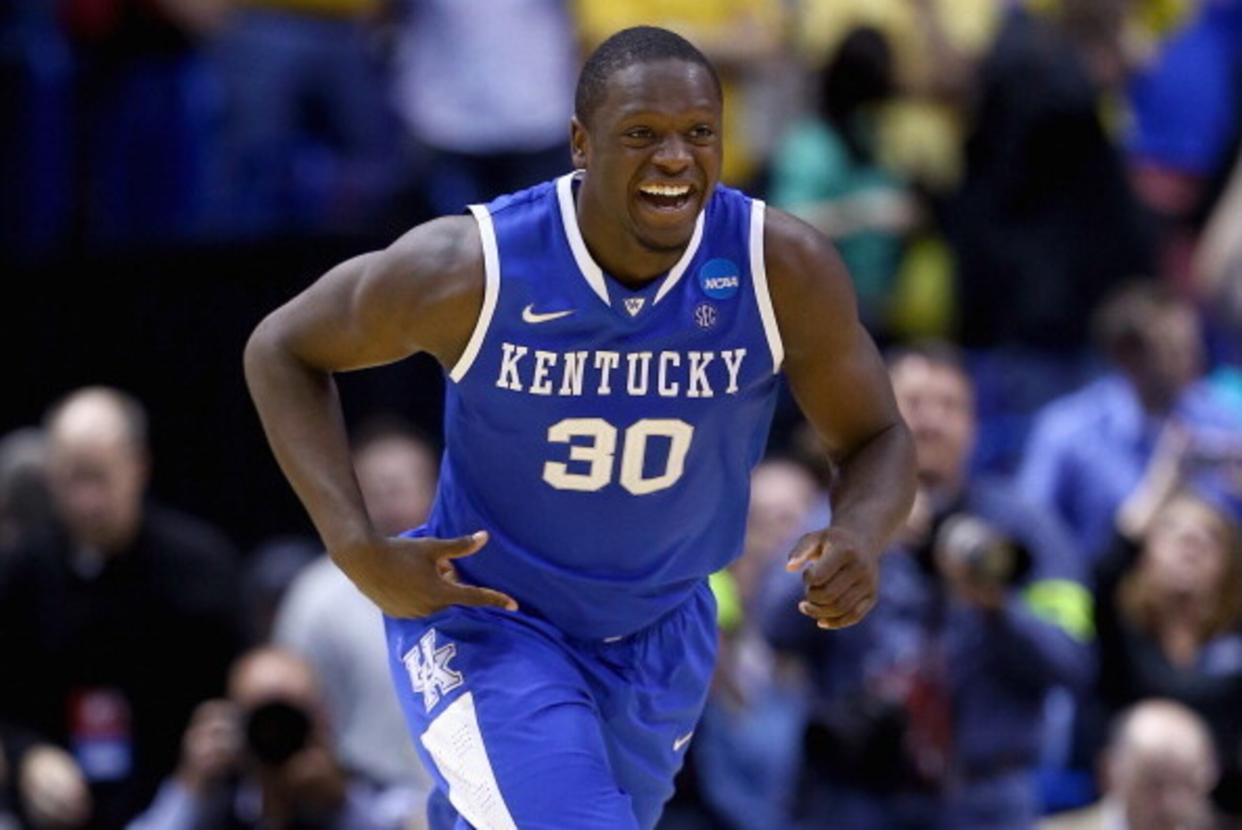 ST LOUIS, MO - MARCH 23: Julius Randle #30 of the Kentucky Wildcats celebrates after defeating the Wichita State Shockers 78 to 76 during the third round of the 2014 NCAA Men's Basketball Tournament at Scottrade Center on March 23, 2014 in St Louis, Miss ST LOUIS, MO - MARCH 23: Julius Randle #30 of the Kentucky Wildcats celebrates after defeating the Wichita State Shockers 78 to 76 during the third round of the 2014 NCAA Men's Basketball Tournament at Scottrade Center on March 23, 2014 in St Louis, Miss