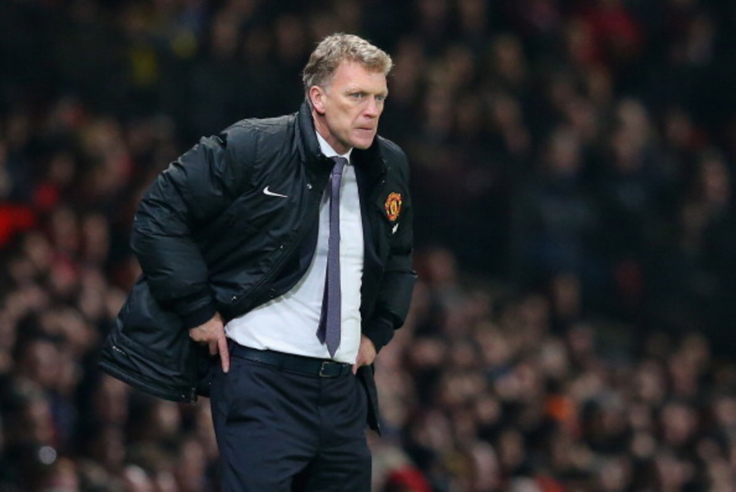 MANCHESTER, ENGLAND - MARCH 25:  Manchester United Manager David Moyes reacts during the Barclays Premier League match between Manchester United and Manchester City at Old Trafford on March 25, 2014 in Manchester, England.  (Photo by Alex Livesey/Getty Im